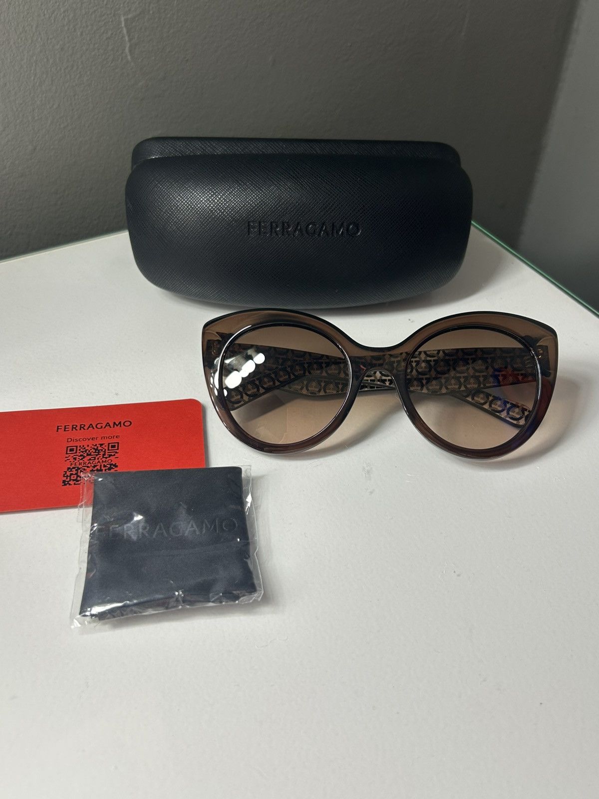 Salvatore Ferragamo Salvatore Ferragamo SF964S Cat Eye Crystal Brown Sunglasses Size ONE SIZE - 1 Thumbnail