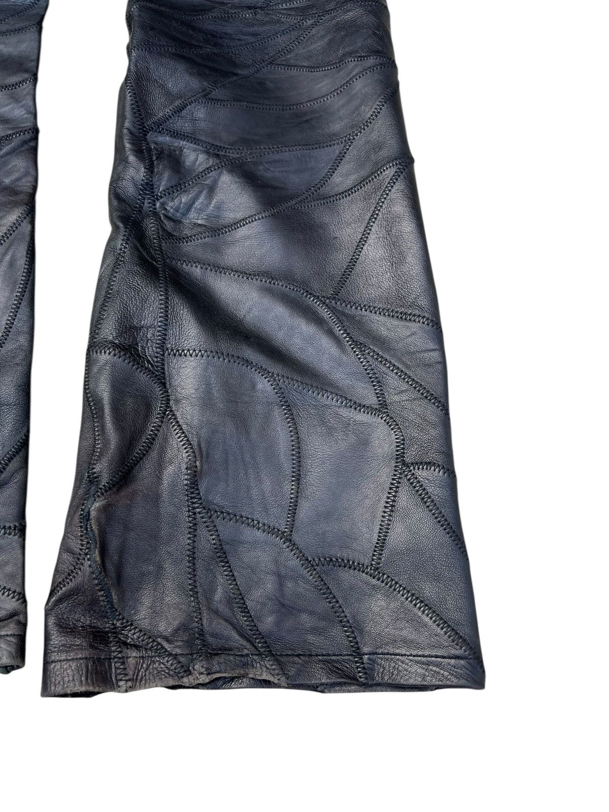 Leather Vintage DOMON HOMME Japan Patchwork Sheepskin Leather Jeans Size US 29 - 21 Thumbnail