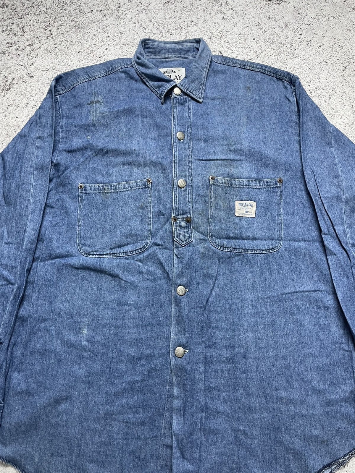 Replay Replay vintage Denim Shirt Made in Italy Chambray Naval Size US L / EU 52-54 / 3 - 3 Thumbnail