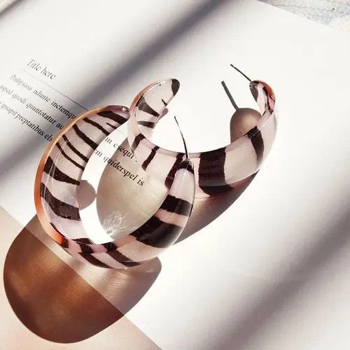 Jewelry Exaggerated Zebra Pattern Acrylic Earrings Size ONE SIZE - 4 Thumbnail