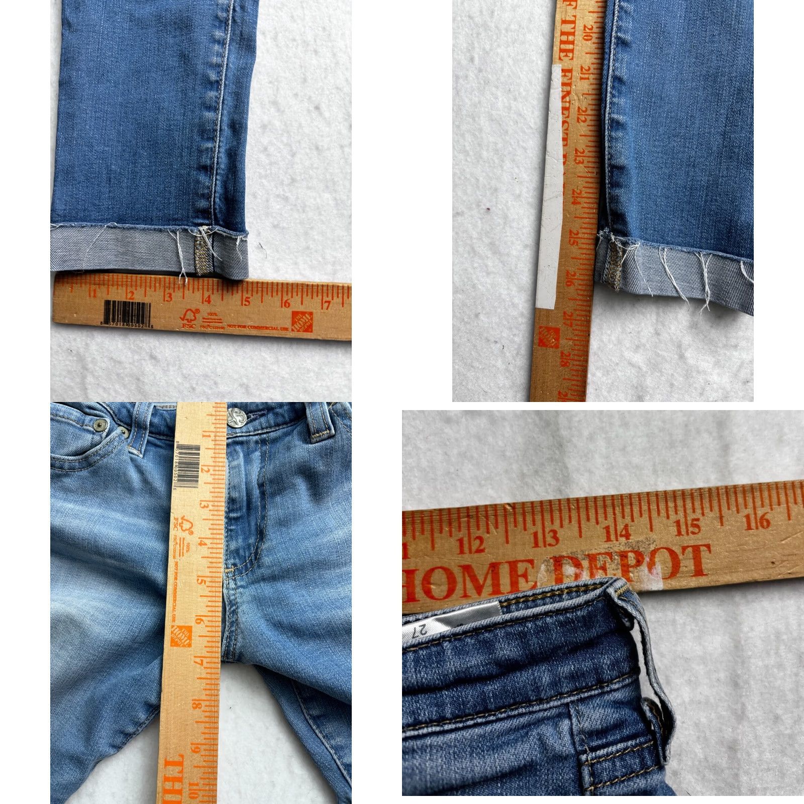 Vintage AG Adriano Goldschmied Jeans Women Blue Distressed Skinny Cigarette Size 27 Fit(28x26) Size 27" / US 4 / IT 40 - 8 Thumbnail
