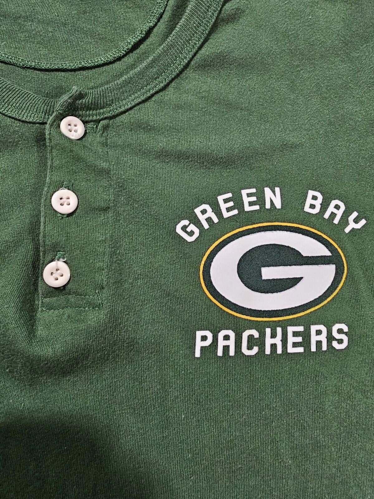 Designer Green Bay Packers 3 button LS henley XL shirt Junk food Size ONE SIZE - 4 Thumbnail