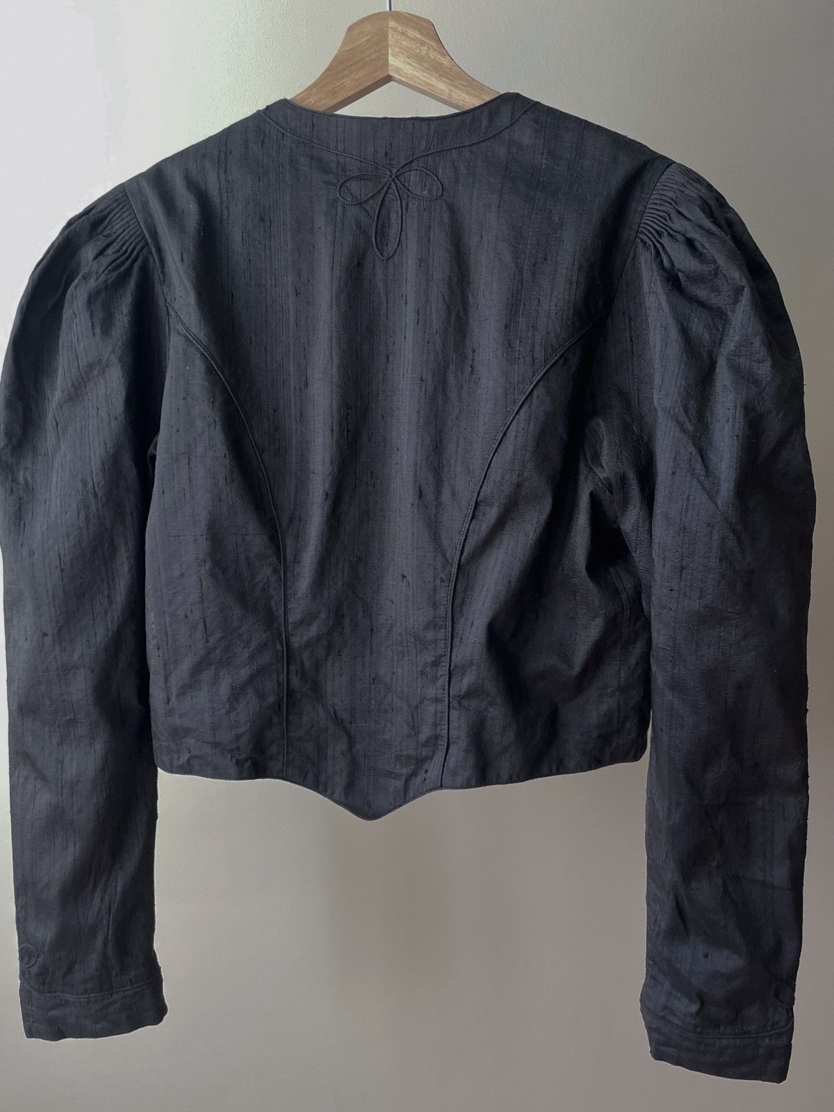 Other VINTAGE SILK BLACK CROPPED PUFF SLEEVE BOLERO JACKET Size M / US 6-8 / IT 42-44 - 8 Thumbnail