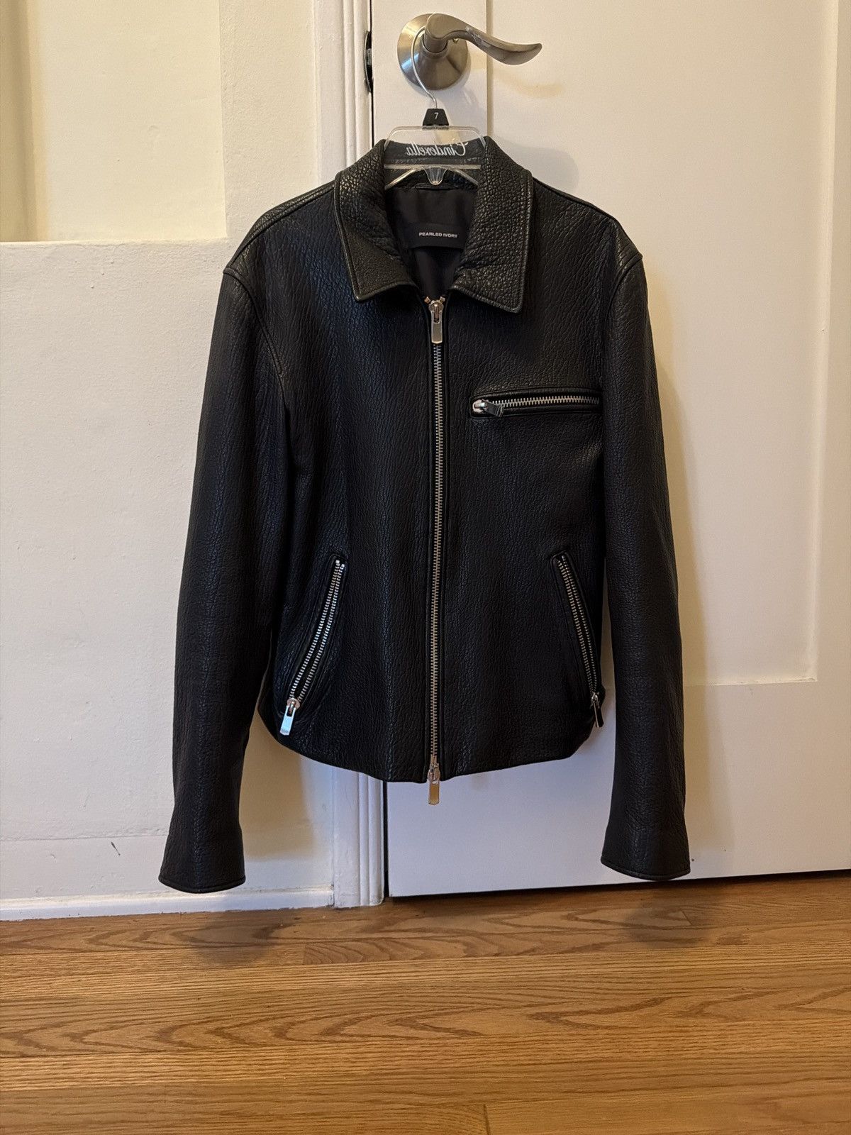 Pearled Ivory Pearled Ivory Grain Blouson Leather Jacket - XS Size US XS / EU 42 / 0 - 1 Thumbnail