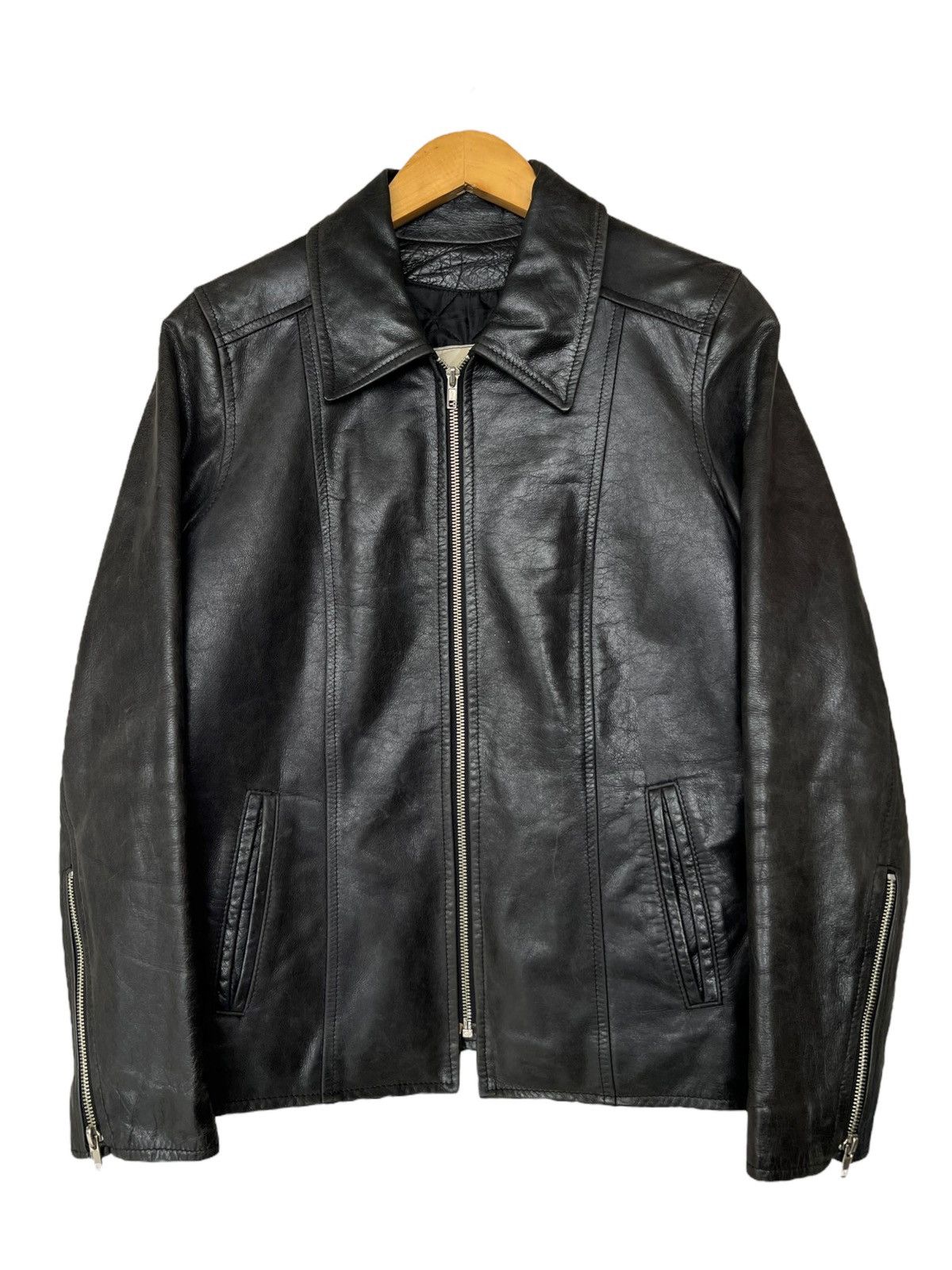 Vintage Planisek Zipper Black Biker Racing Leather Jacket