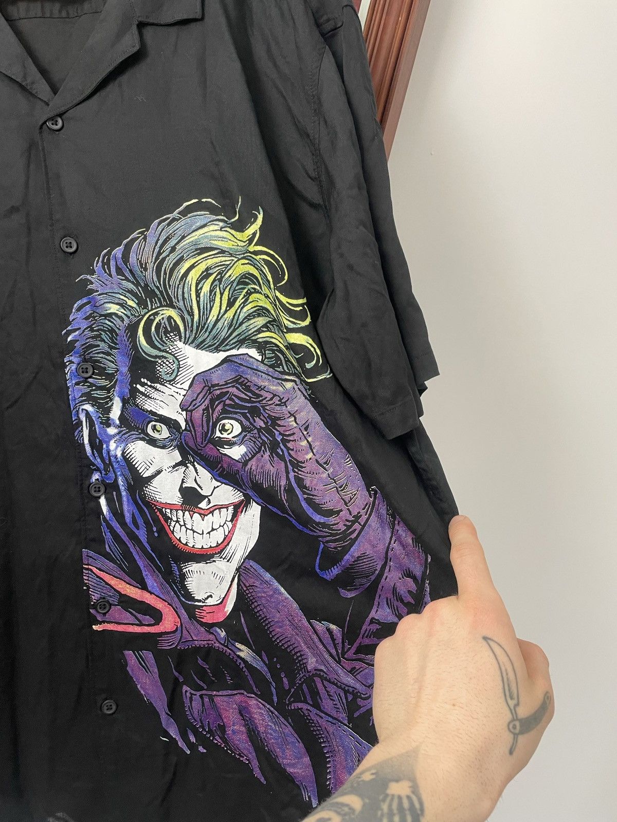 Vintage Batman DC Joker Button Up Shirt Movie Viscose Marvel Rare Size US L / EU 52-54 / 3 - 2 Thumbnail