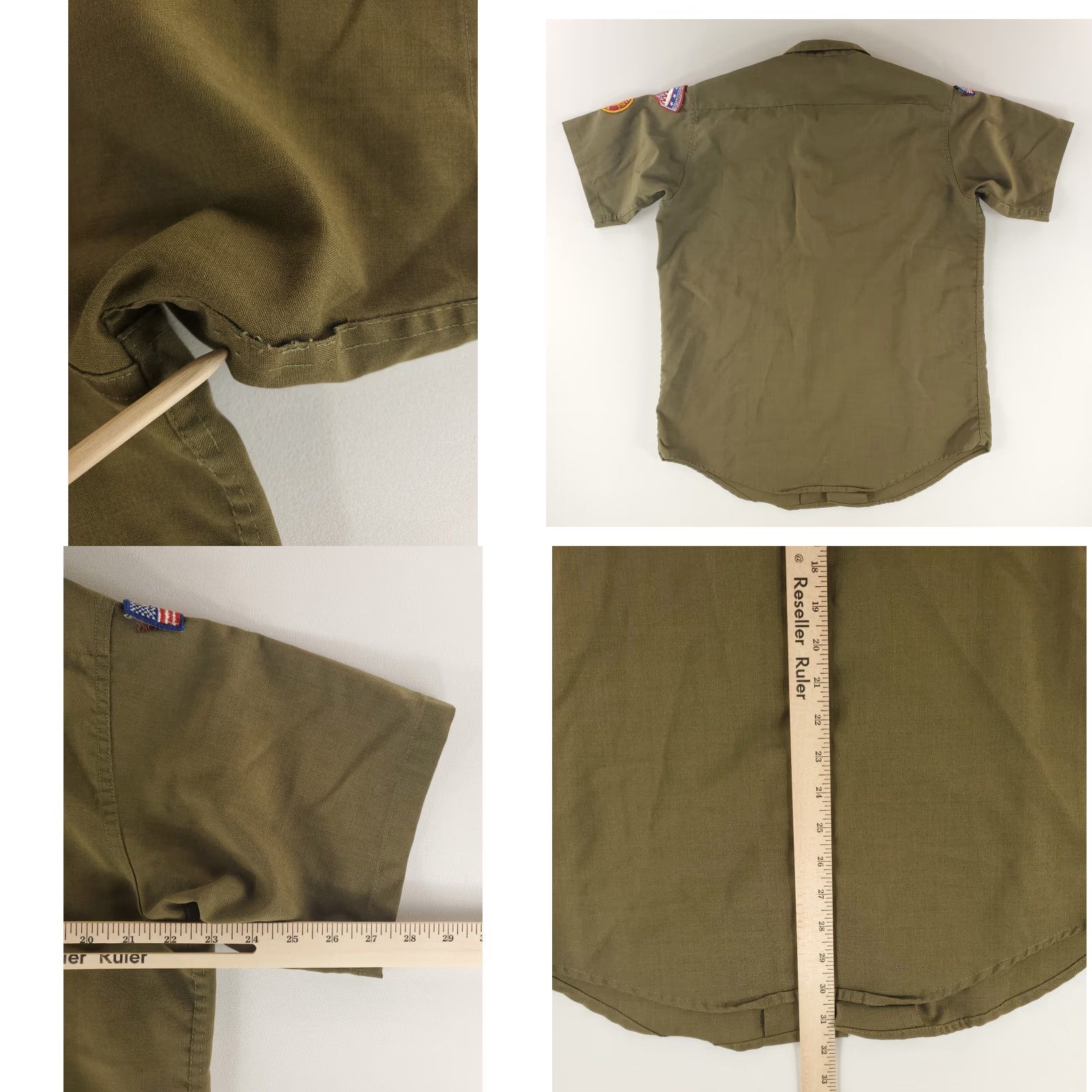 Vintage VINTAGE Boy Scouts BSA VTG 60s Wool Loop Collar Short Sleeve Button Up Shirt Mens XL Green 46s Patch Detailing Size US XL / EU 56 / 4 - 8 Thumbnail