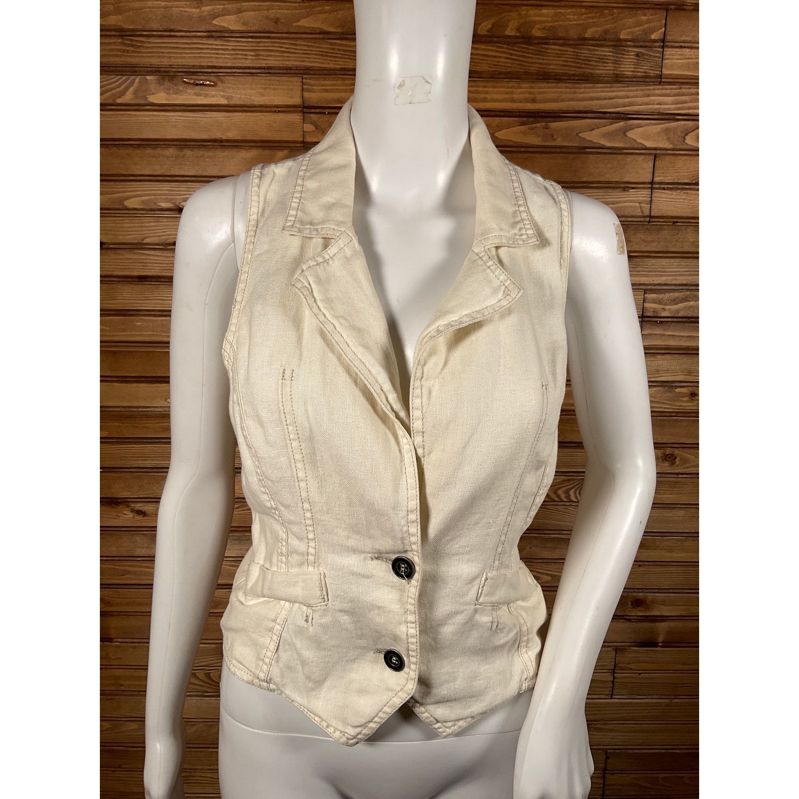 Rusty Vintage Y2K Rusty Surf Brand Linen 2 Button Vest Small Size S / US 4 / IT 40 - 3 Thumbnail