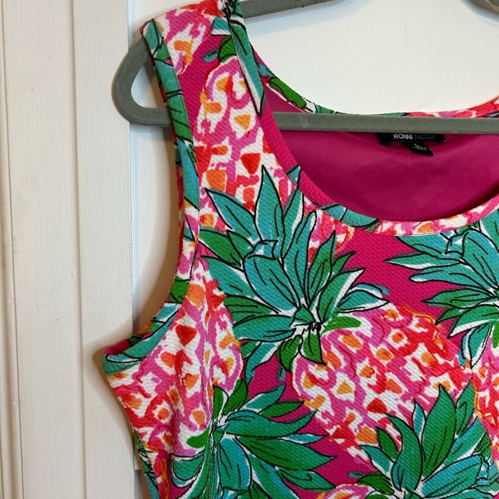Other Ronni Nicole Vibrant Pineapple Print Jersey Knit Shift Dress Size L / US 10 / IT 46 - 6 Thumbnail
