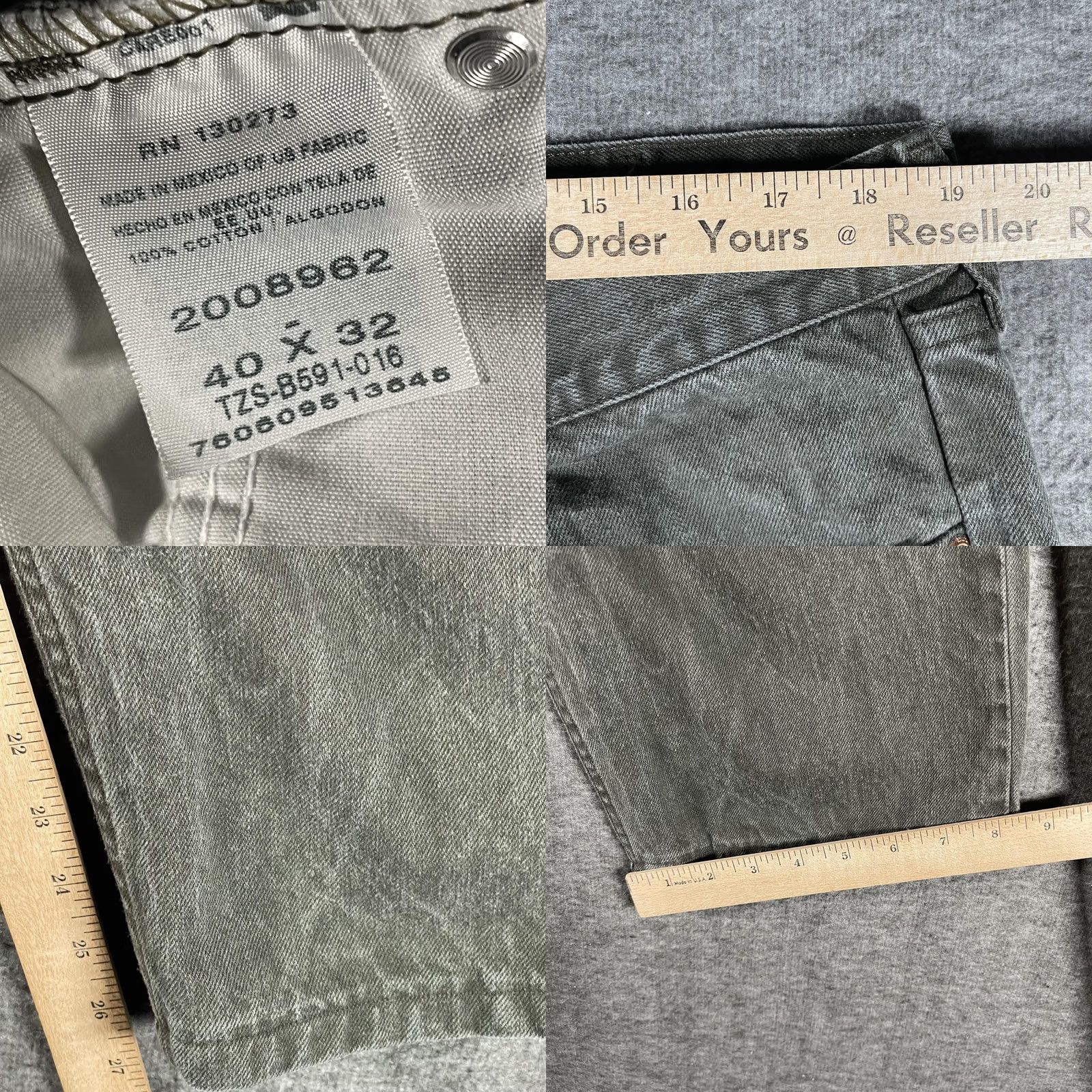 Lee Lee Jeans Mens 40x32 Green Stone Wash Regular Fit Straight Leg Denim Vintage Y2K Size US 40 / EU 56 - 8 Thumbnail