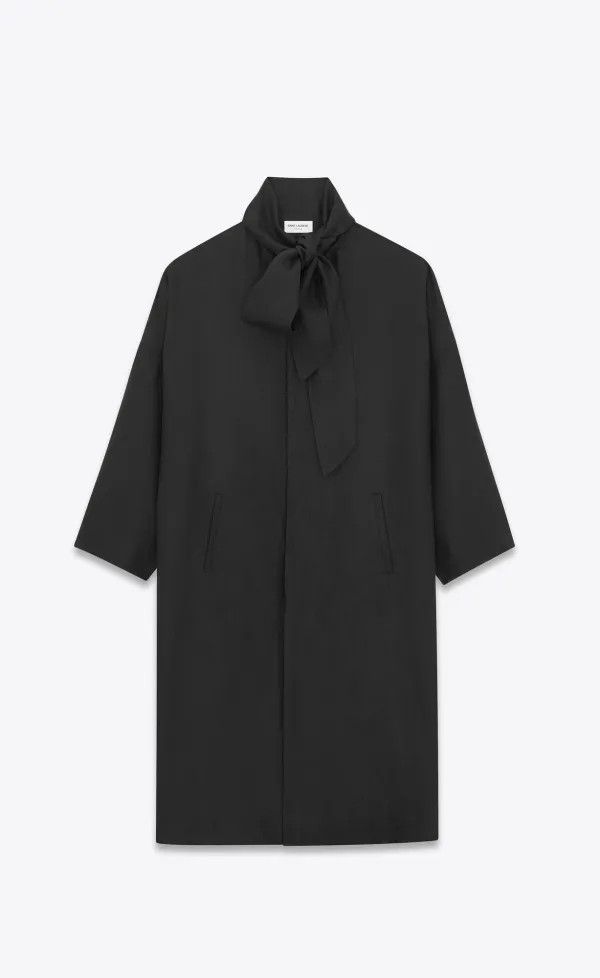 Saint Laurent Paris o1bcso1str1025 Long Kaftan In Linen in Black Size US M / EU 48-50 / 2 - 1 Thumbnail
