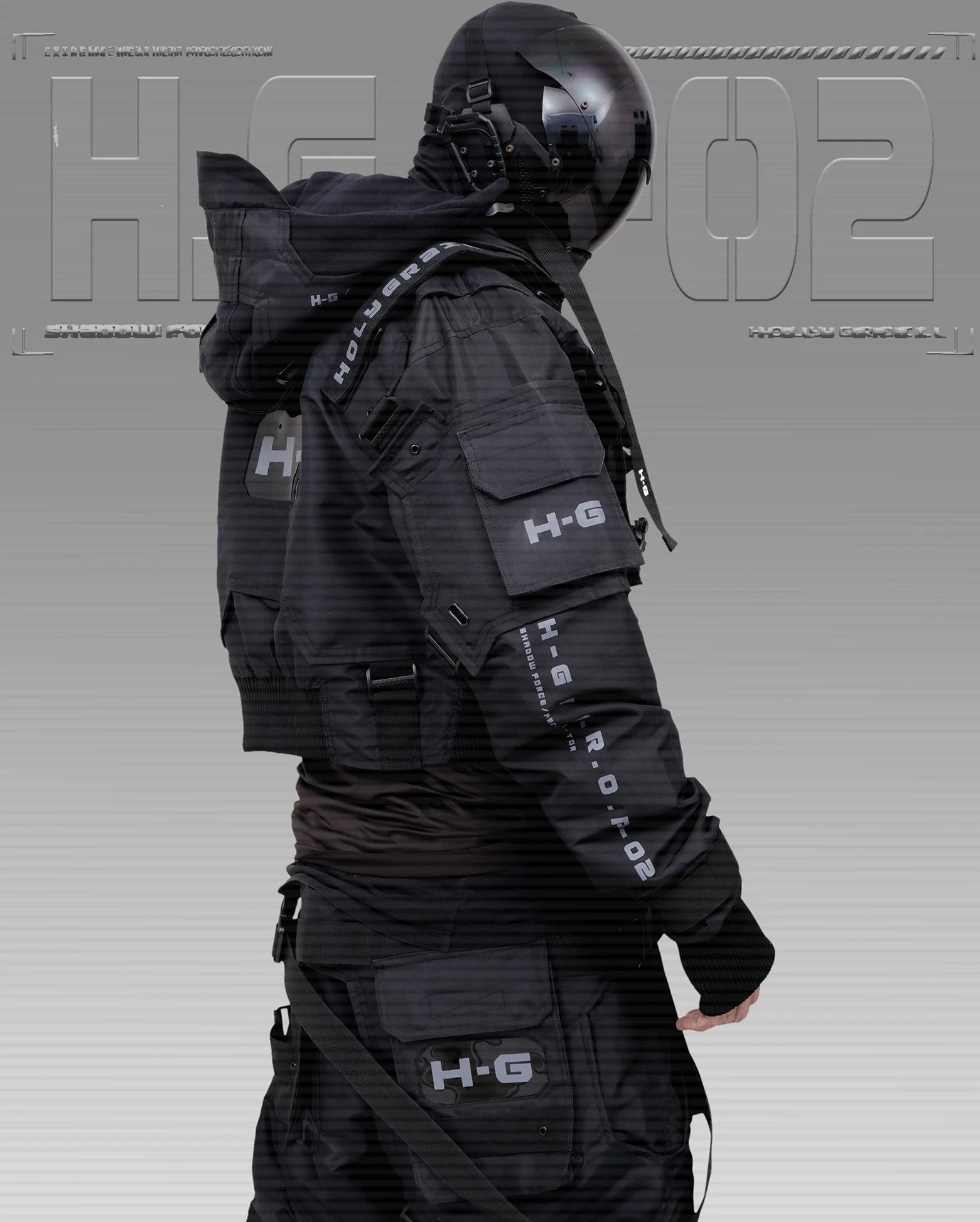 Hi Tec H-G JACKET CROP "SHADOW FORCE" TECHWEAR CYBERPUNK HOLYGRAIL Size US L / EU 52-54 / 3 - 3 Thumbnail