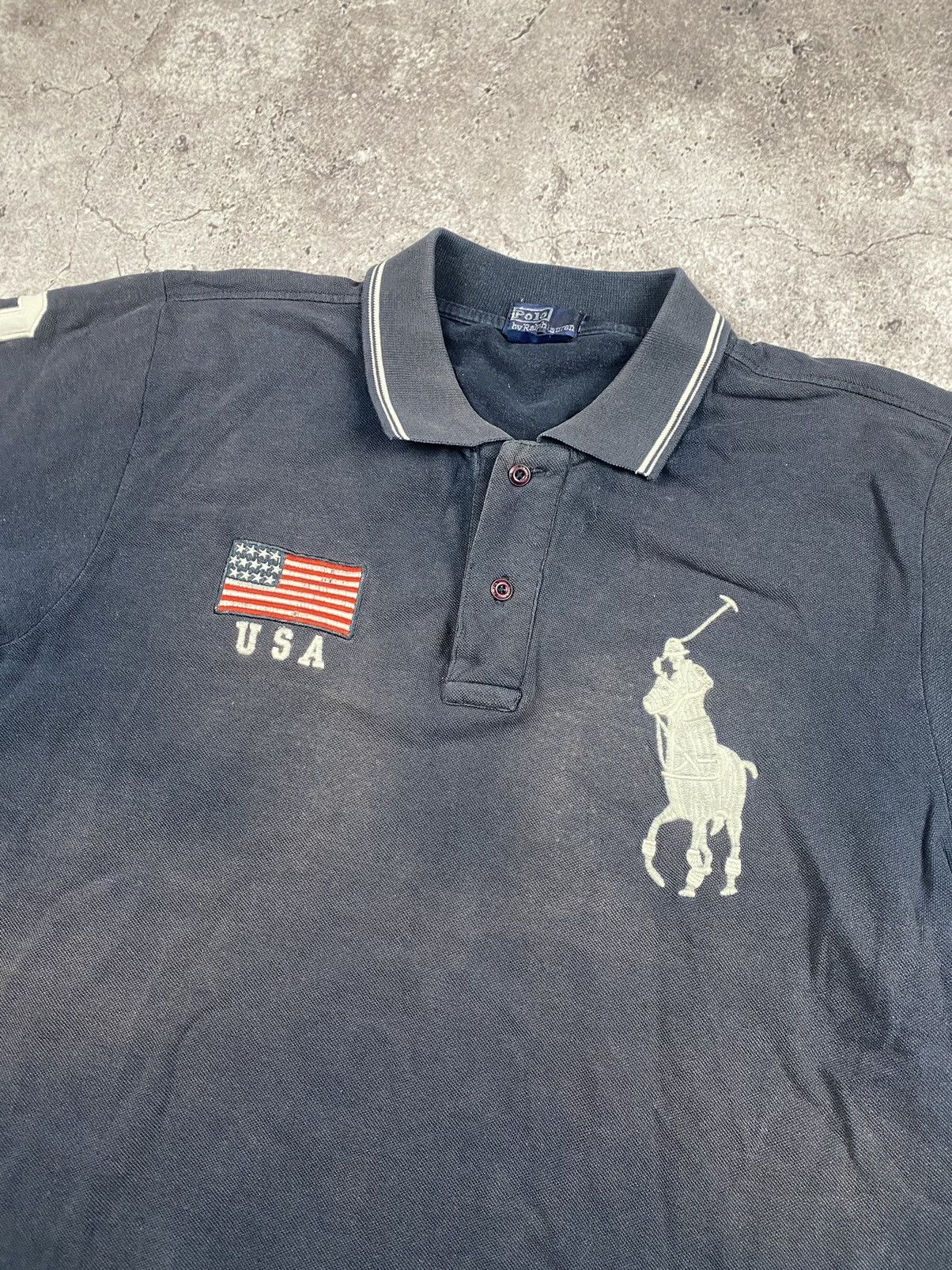 Polo Ralph Lauren × Ralph Lauren × Vintage Vintage Polo Ralph Lauren USA Faded Rugby Shirt Y2K Cheef Size US L / EU 52-54 / 3 - 2 Thumbnail