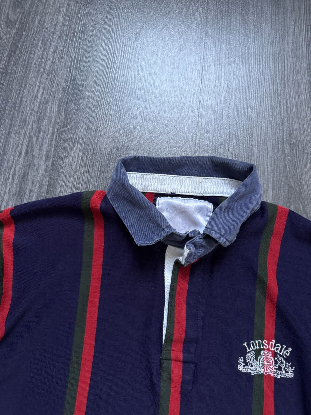 Lonsdale × Vintage 90s Vintage Lonsdale Striped Rugby Longsleeve Size US L / EU 52-54 / 3 - 5 Thumbnail