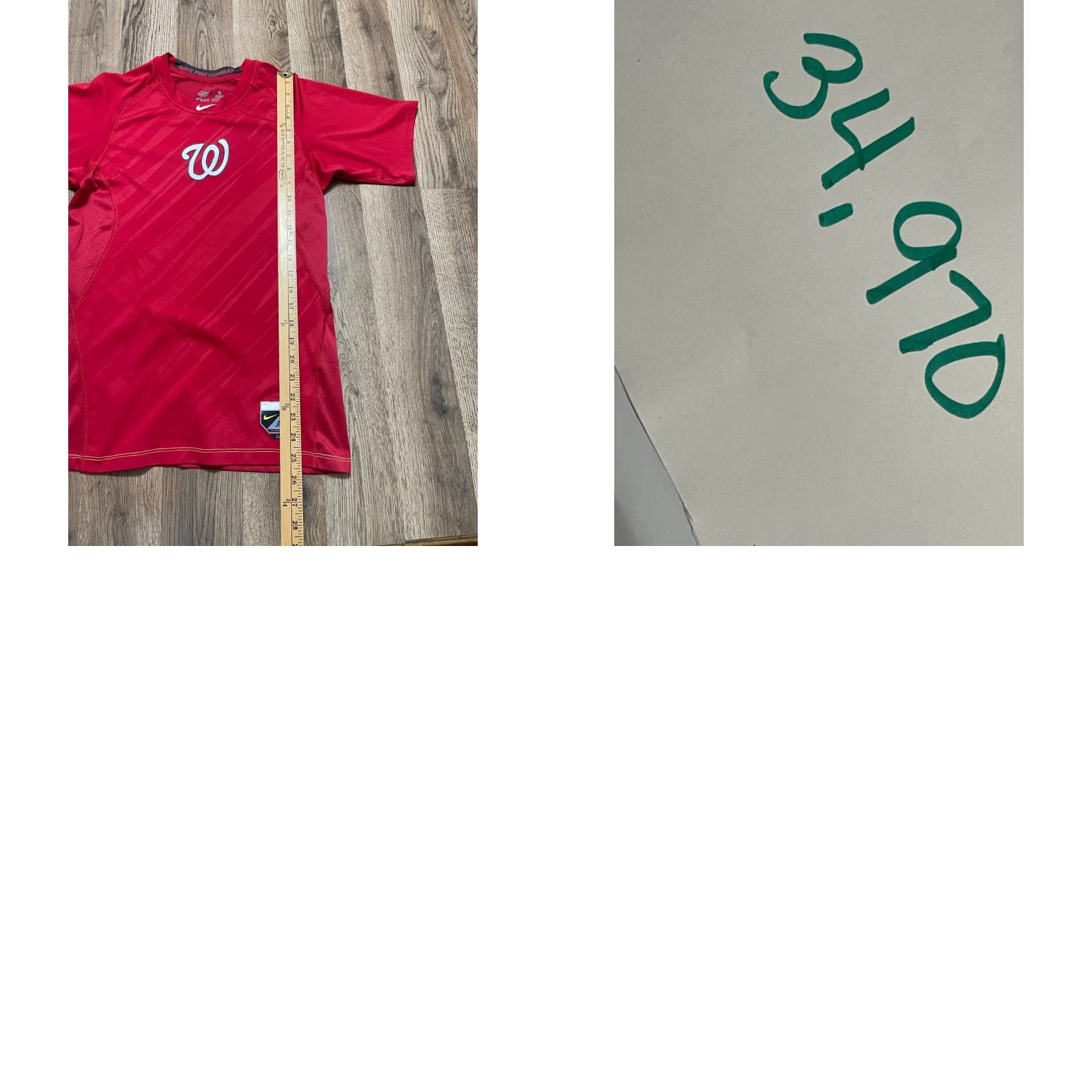 Nike Nike Shirt Men's Small Red Washington Nationals MLB Athletic Pro Combat Shirt Short Sleeve White, Nike Mens Small T-Shirt Size US S / EU 44-46 / 1 - 8 Thumbnail