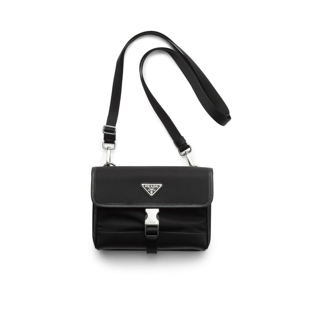 PRADA Black Re-Nylon And Saffiano Leather Phone Case New And
