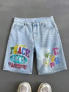 Jean Mayumi x Ryoka Letter print street jeans denim shorts Size US 34 / EU 50 - 6 Thumbnail
