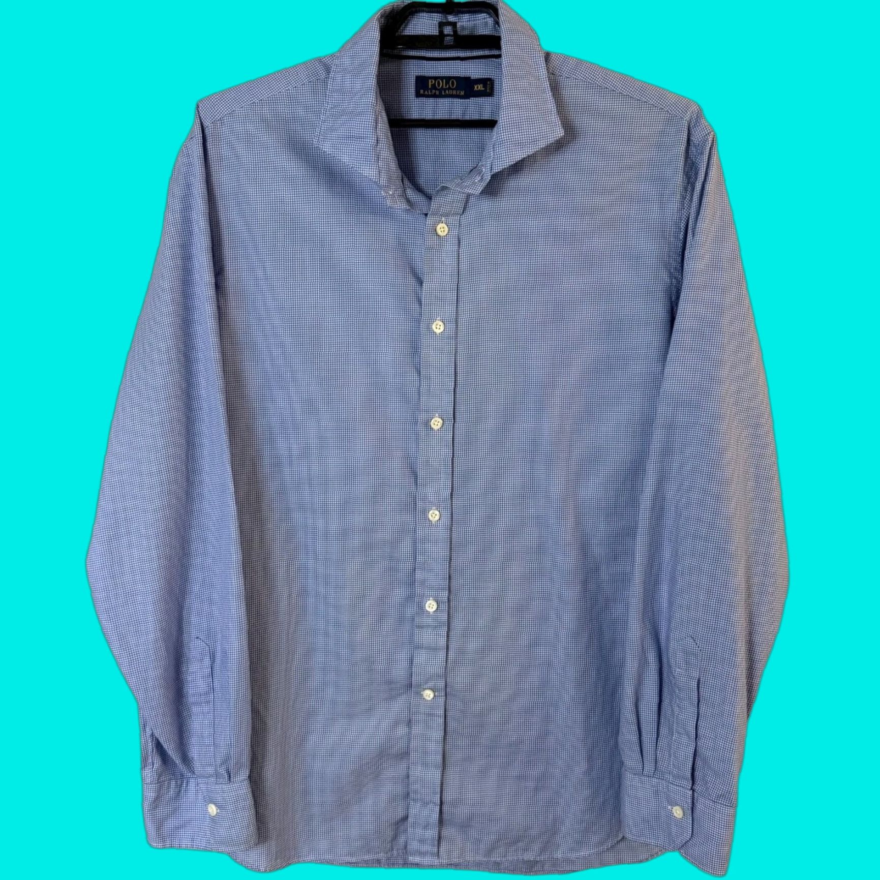 Polo Ralph Lauren POLO RALPH LAUREN Gingham Check Button-Up Shirt Blue Micro Check 2XL Men's Cotton Classic Preppy Size US XXL / EU 58 / 5 - 1 Thumbnail