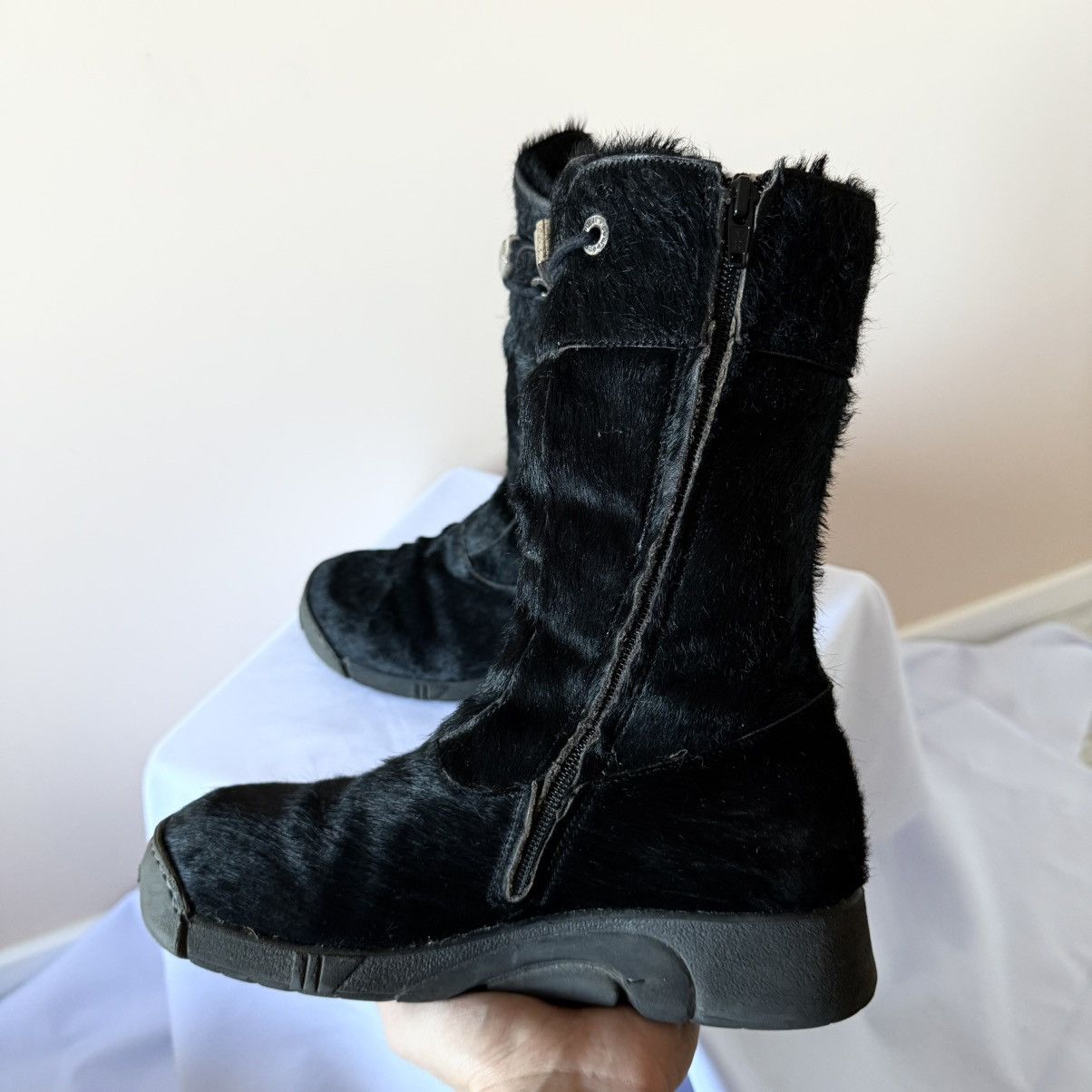 If Six Was Nine Vintage Y2K Bumper Pony Fur Black Lace Up Boots Size US 8 / IT 38 - 7 Thumbnail