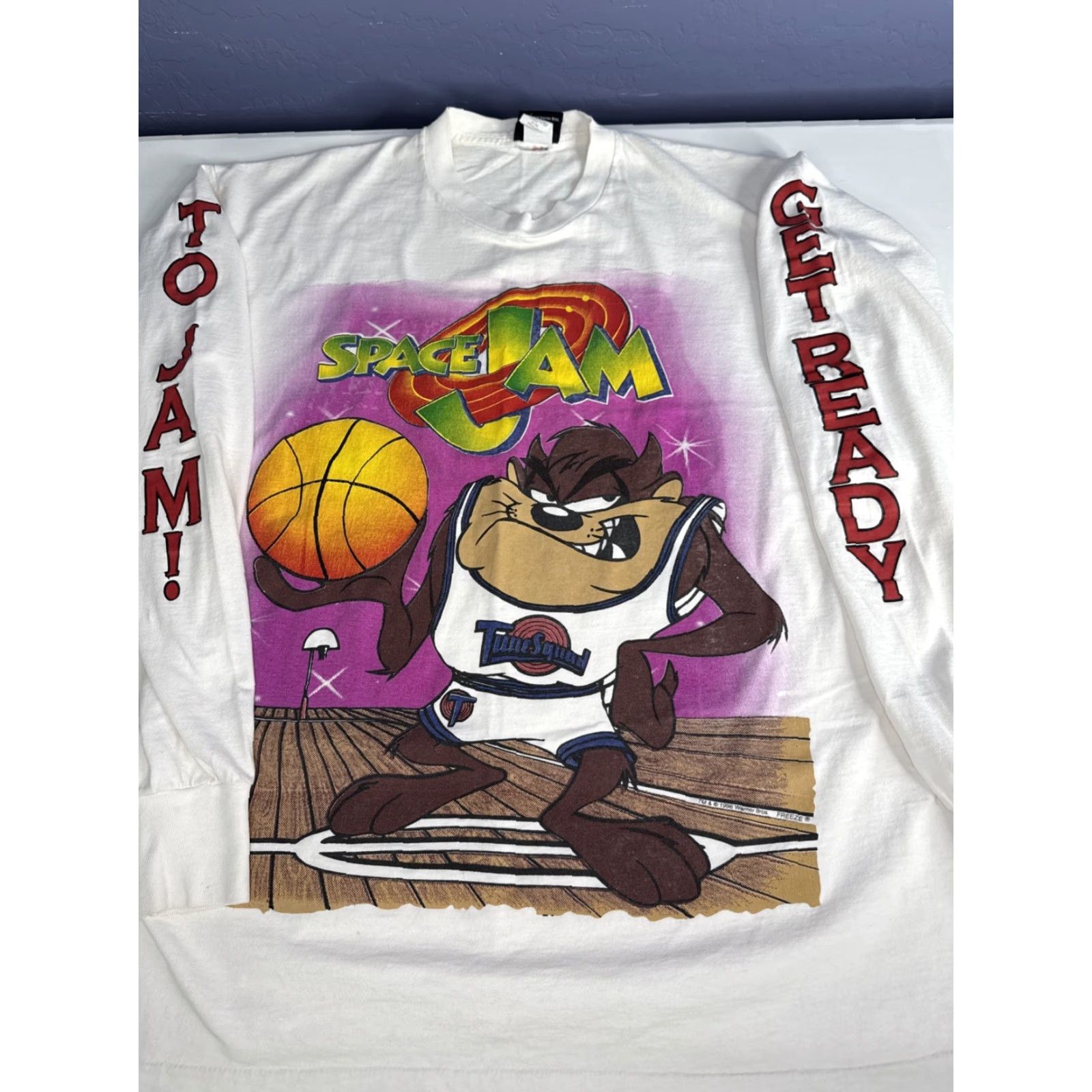Vintage VINTAGE Space Jam Taz Tazmanian Devil 1996 Shirt Long Sleeve L White Logo 90s Mens Size US L / EU 52-54 / 3 - 2 Thumbnail