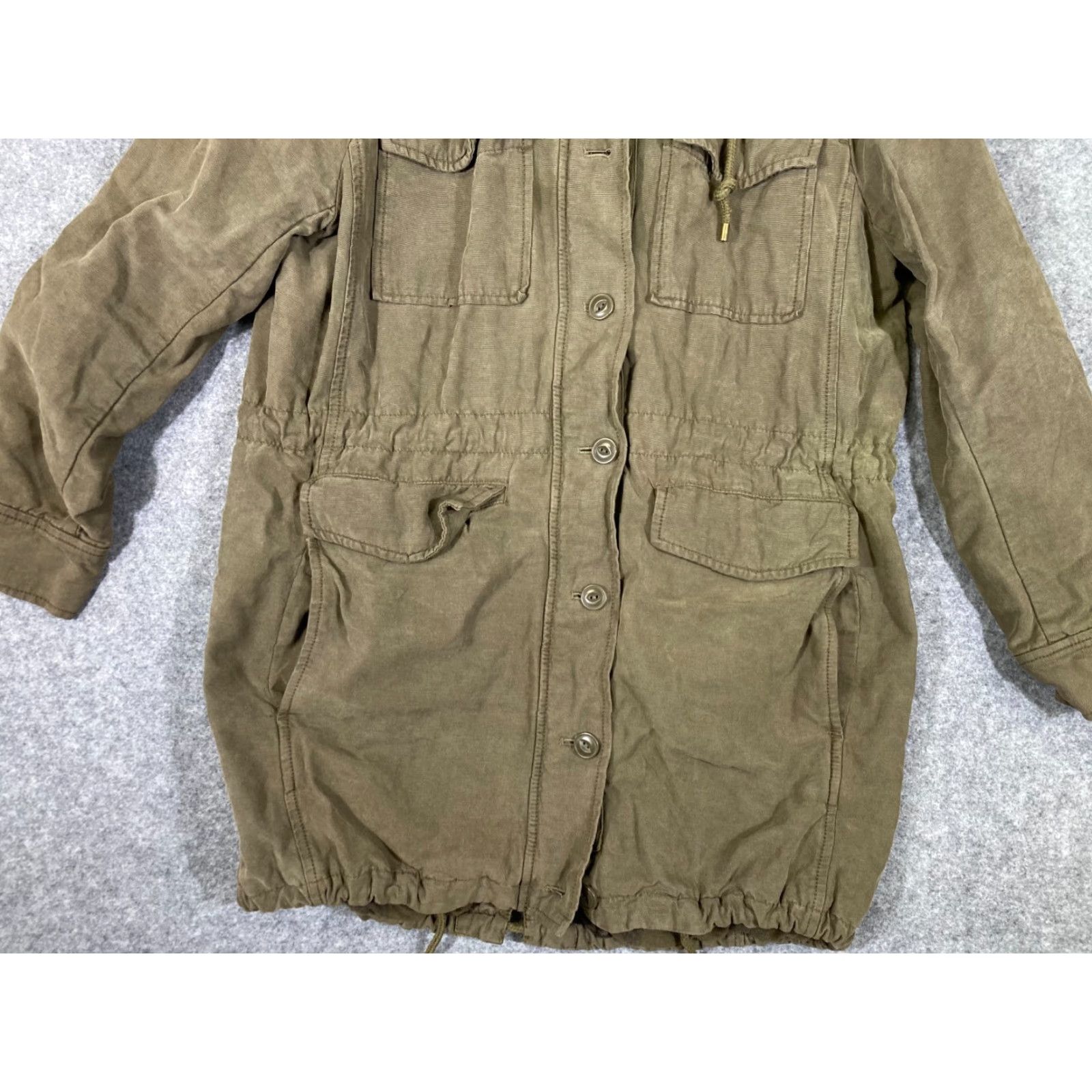 Lucky Brand Lucky Brand Military Parka Jacket Womens L Olive Green Flannel Lined Full Zip Hooded Pockets Casual Outdoor Fall Winter Spring Size L / US 10 / IT 46 - 4 Thumbnail