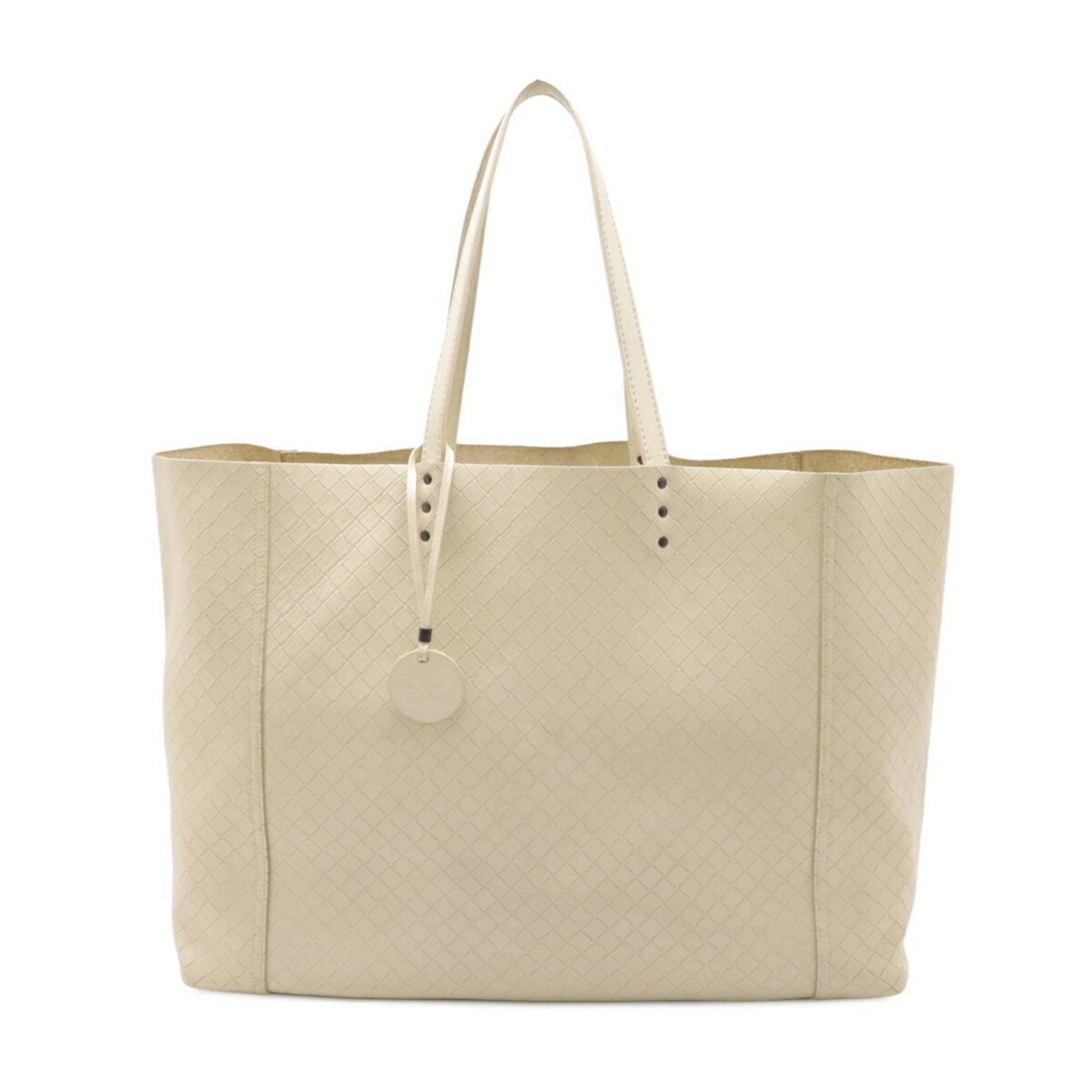 Bottega Veneta Intreccio Mirage Tote Bag Shoulder Leather Ivory 298780 in Beige, Women's