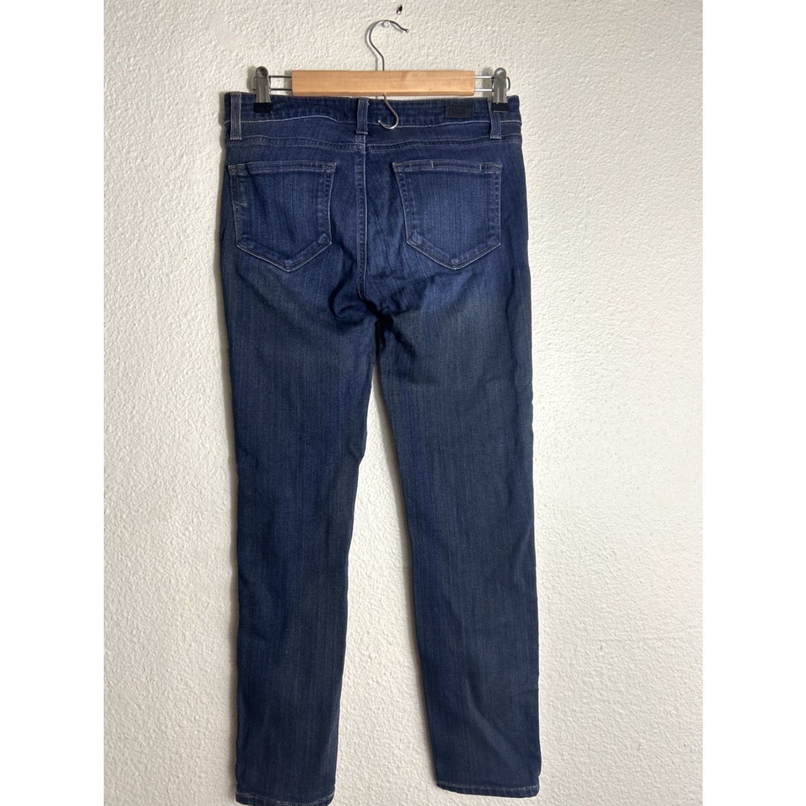 Paige Paige Womens Jeans Edgemont Crop Zipper Blue Dark Wash 28x26 Skinny Stretch Low Rise Regular Womens Jeans Size 28" / US 6 / IT 42 - 7 Thumbnail