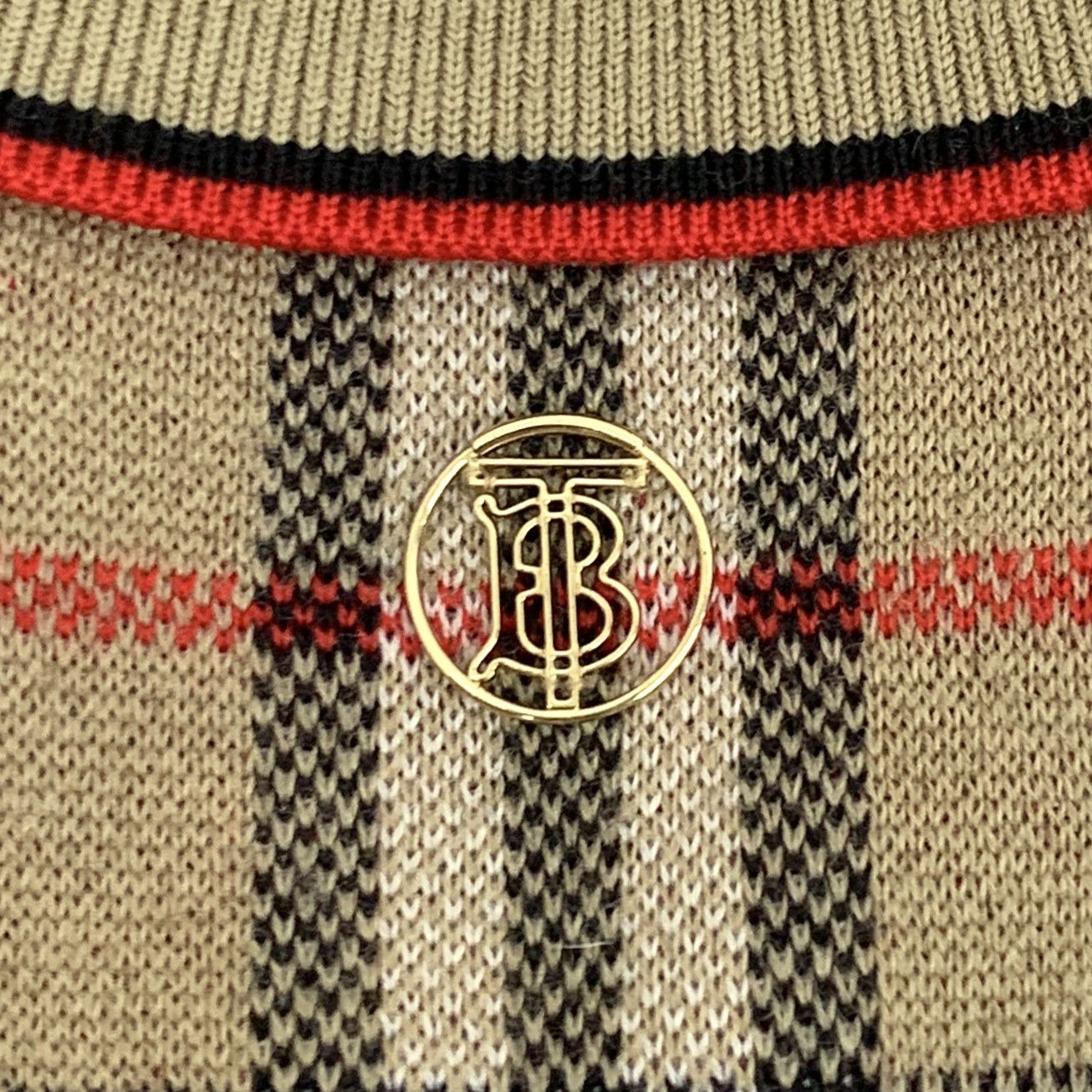 Burberry Burberry Wool Knit Polo Classic Check Brown (S) Size S / US 4 / IT 40 - 6 Thumbnail