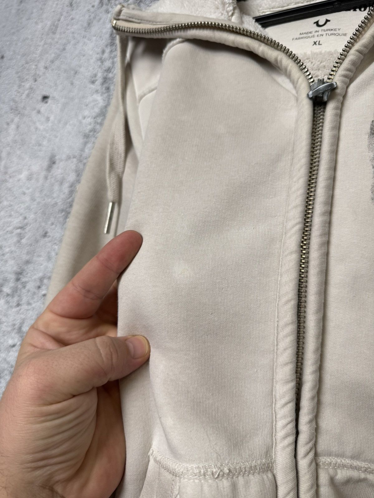 True Religion True Religion Sherpa Lined Full Zip Hoodie Skull Big Logo Size L / US 10 / IT 46 - 10 Thumbnail