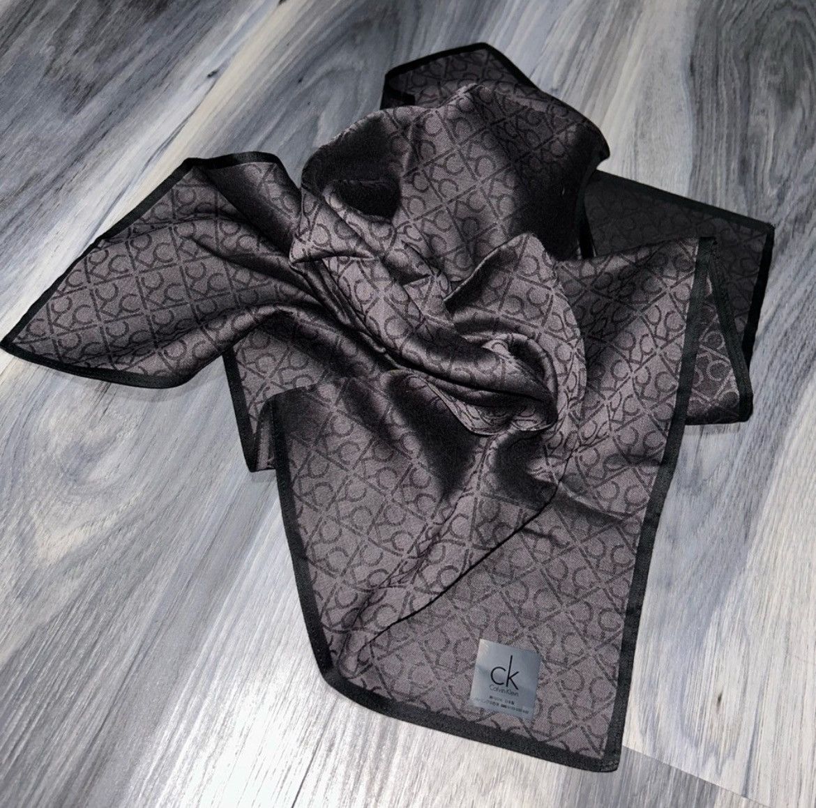 Calvin Klein Calvin Klein Vintage Black CK AOP Cotton Handkerchief Scarf Size ONE SIZE - 1 Thumbnail