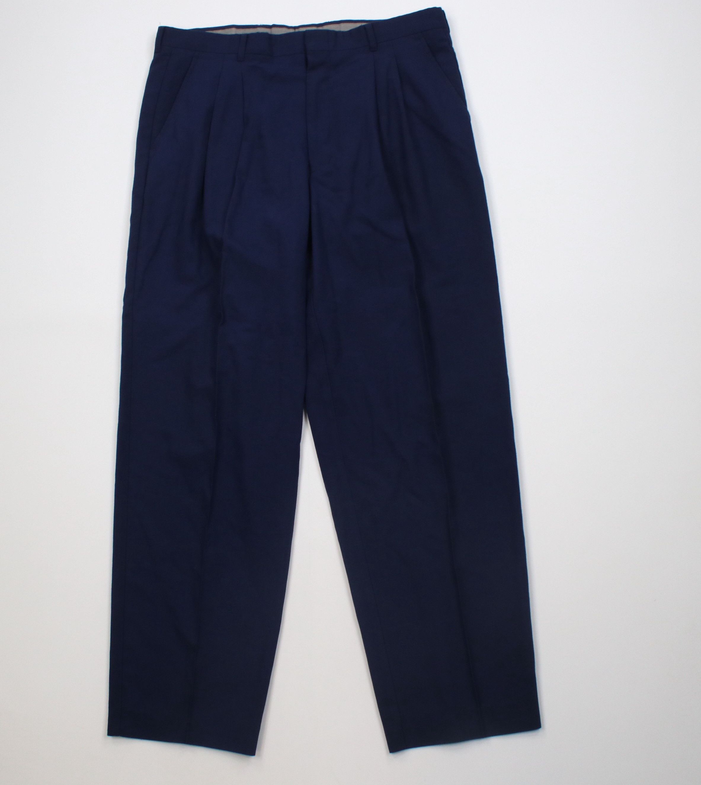 Vintage Vintage 90s Streetwear Knit High Waisted Chino Pants Blue Size US 34 / EU 50 - 1 Thumbnail