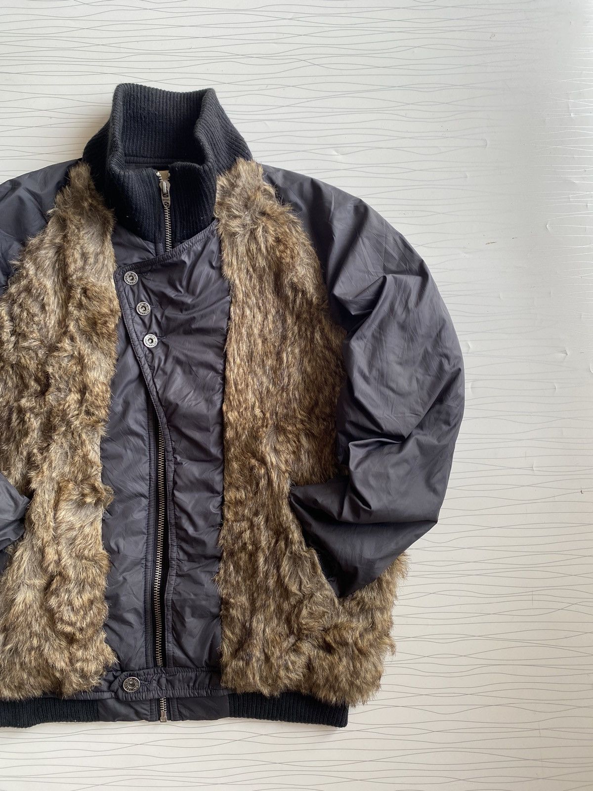 Diesel × Le Grande Bleu (L.G.B.) 2000s DIESEL FAUX FUR BOMBER Y2K JACKET Size US XXS / EU 40 - 9 Thumbnail