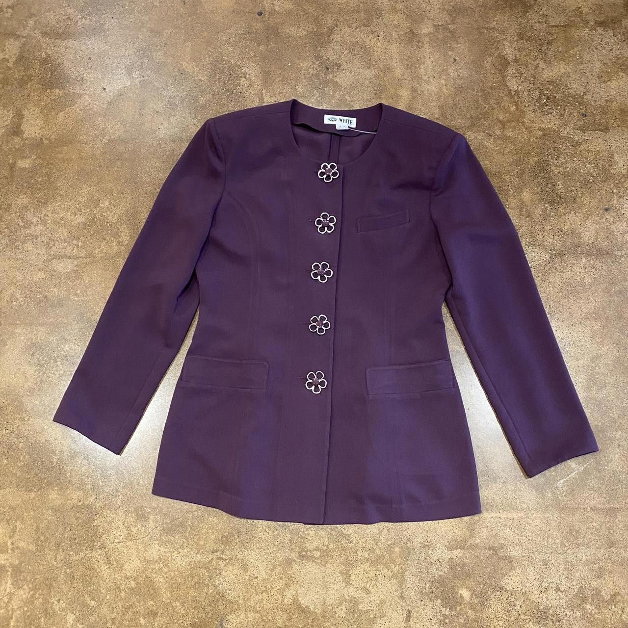 Designer Purple Plum Flower Button Blazer Size M / US 6-8 / IT 42-44 - 2 Thumbnail