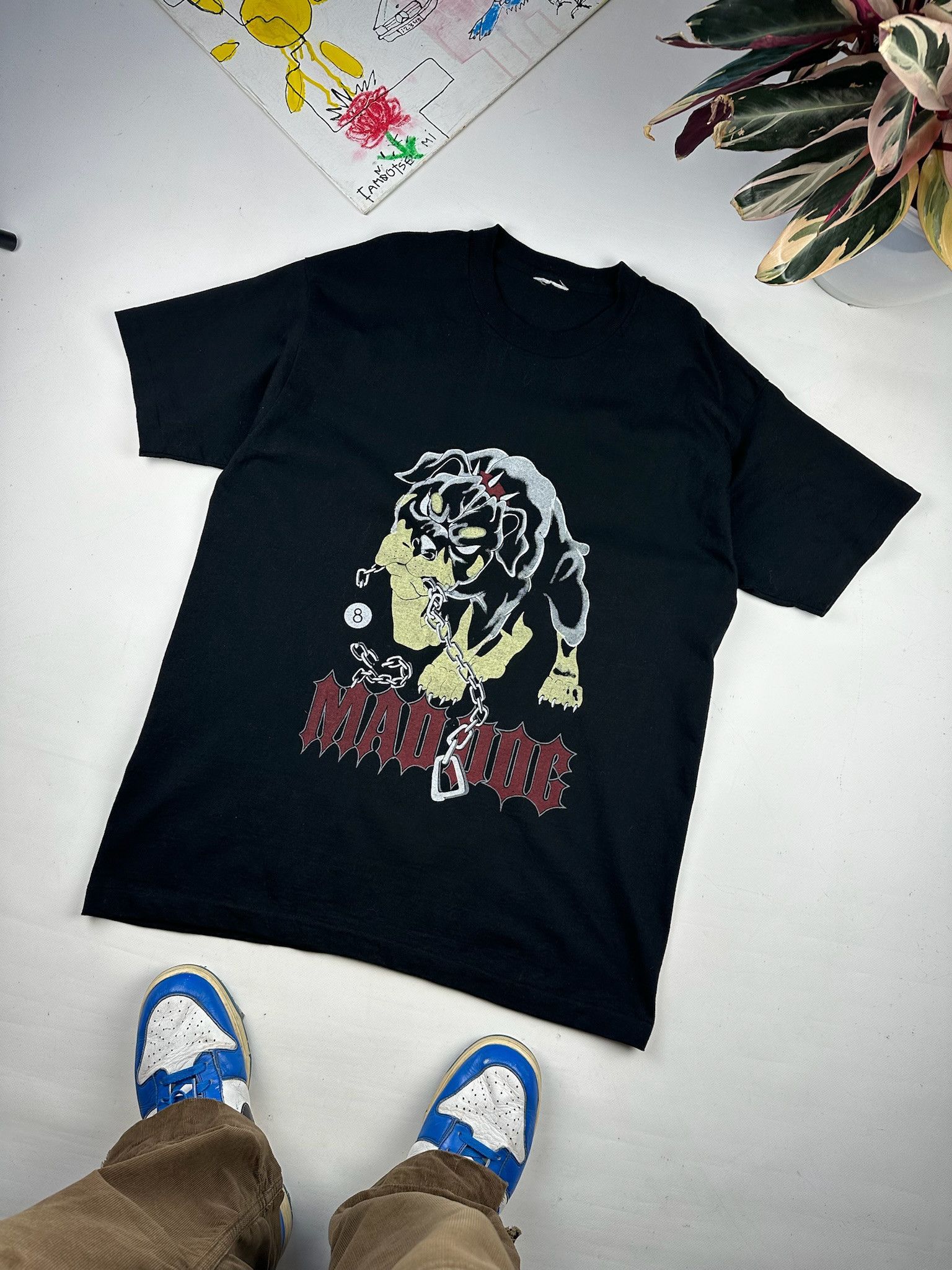 Delta Vintage Mad Dog Bulldog Graphic Tee Black Biker Shirt Size US XL / EU 56 / 4 - 2 Thumbnail