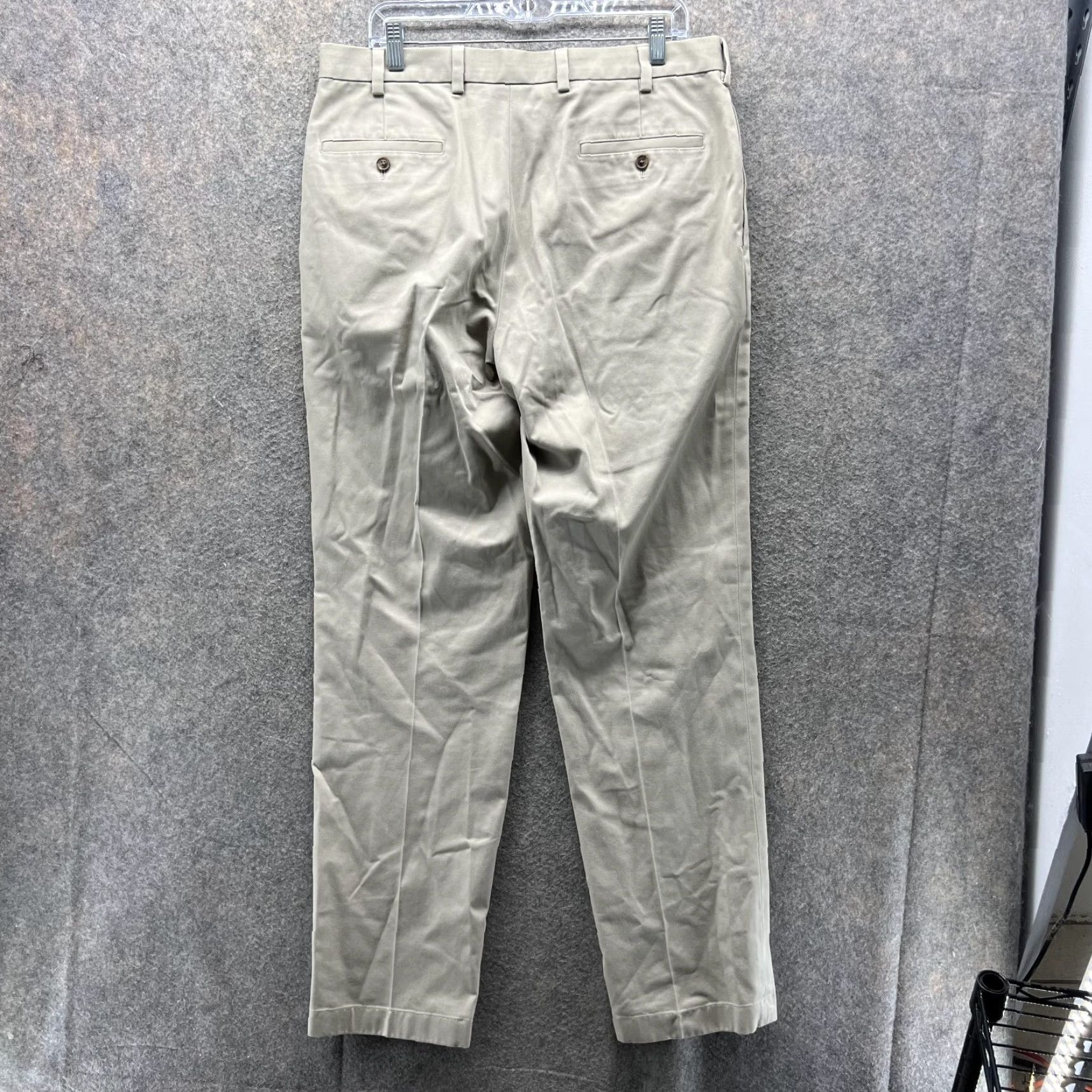 Brooks Brothers VINTAGE Brooks Brothers Pants Men 35x34 Chino Beige Tan Pleated Satin Button Pocket Regular Straight Clark Fit Size US 35 - 2 Thumbnail