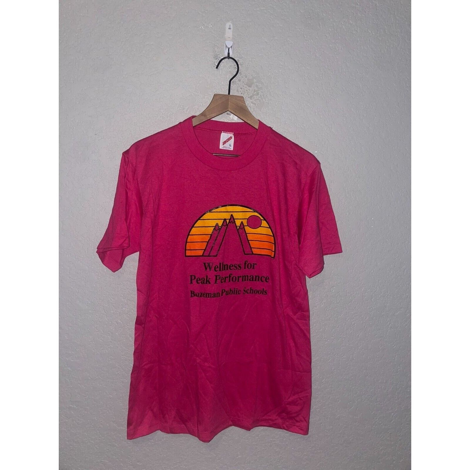Jerzees Vintage Bozeman School Shirt Wellness Peak Pink Tee VTG 90s Size US L / EU 52-54 / 3 - 1 Thumbnail