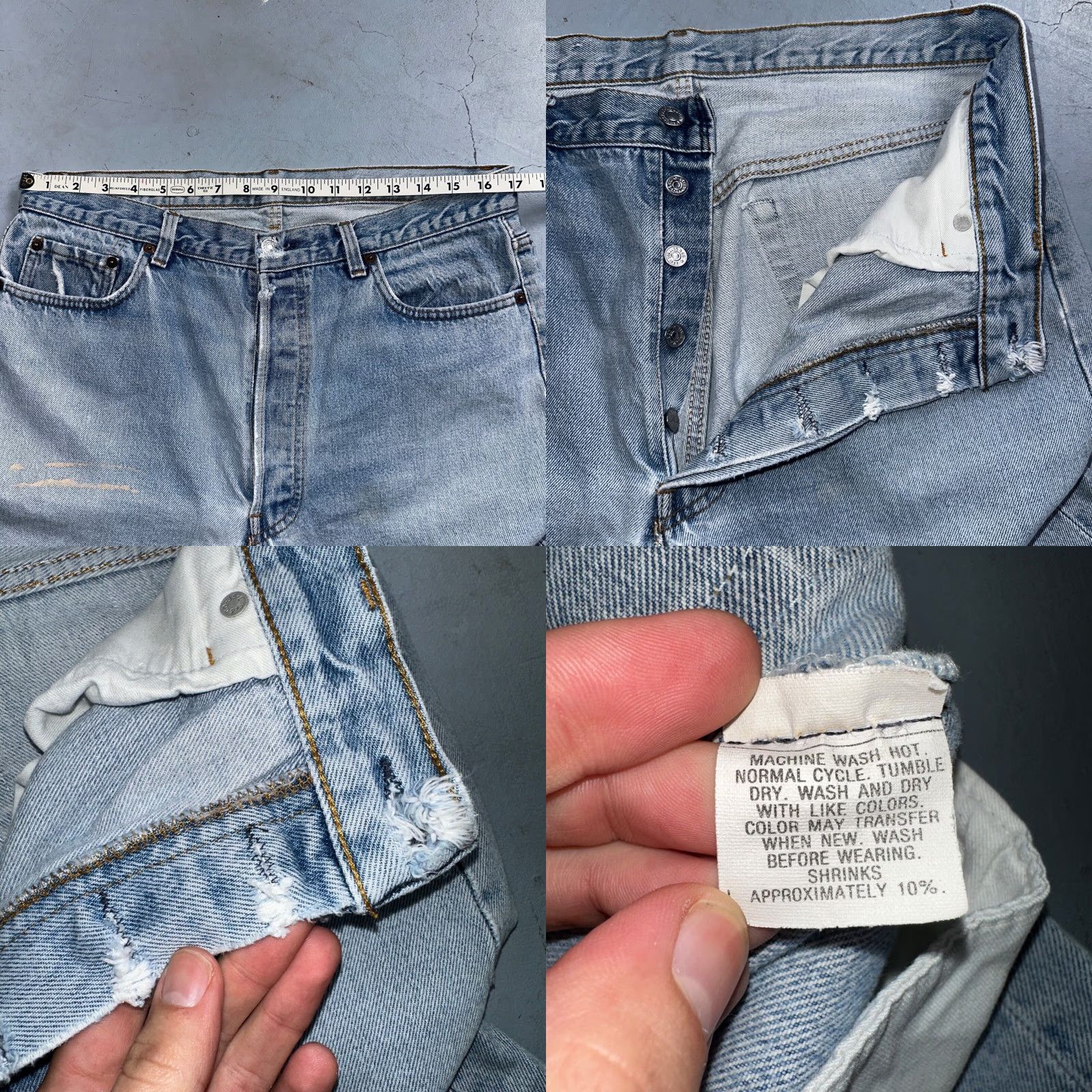 Levi's VINTAGE Levi's 501 Jeans 38x34 Light Blue 90s Straight Mens 501 Series Denim Cotton Button Closure Jeans Size US 38 / EU 54 - 8 Thumbnail