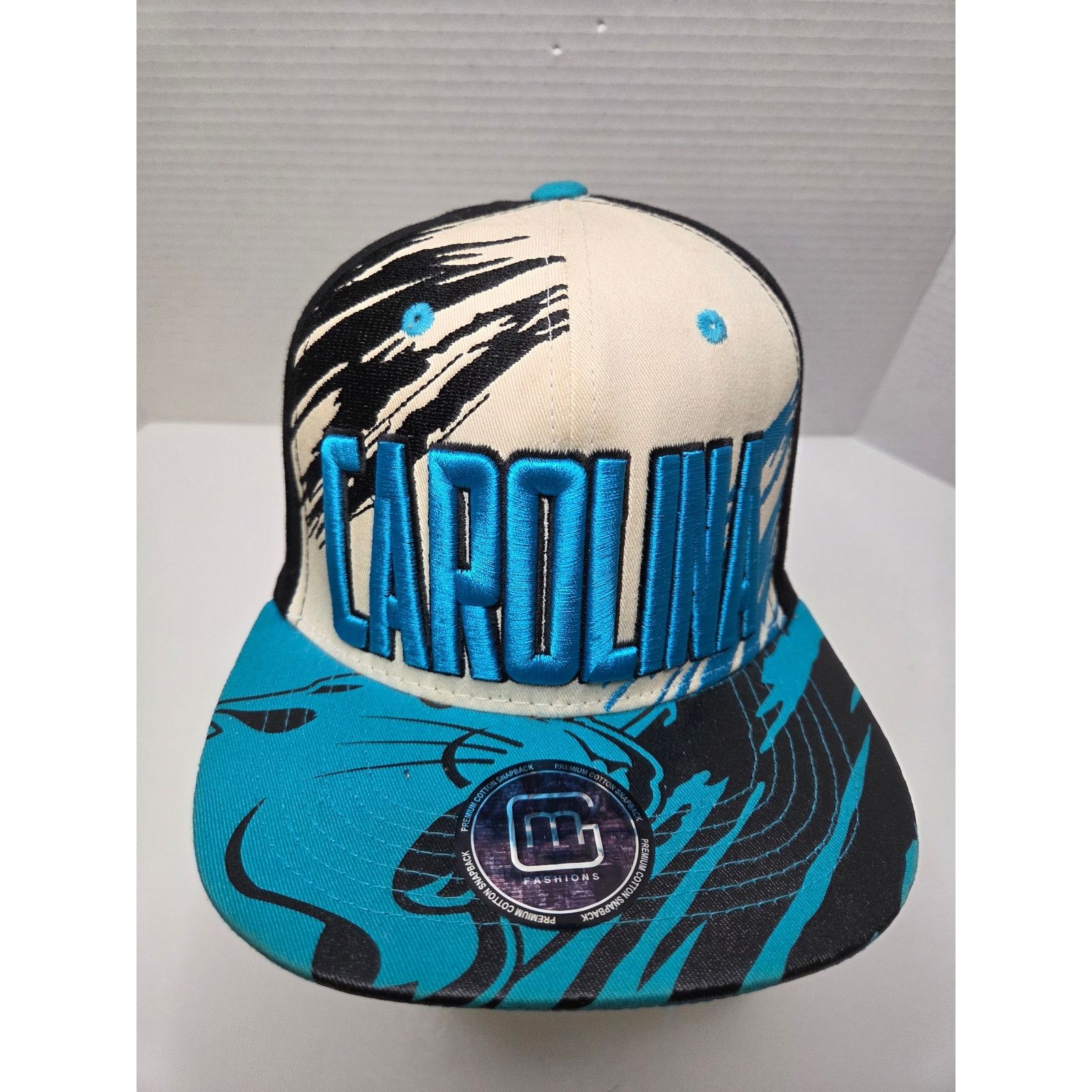 NFL M Fashions Carolina Snapback Hat Black Blue White Mens Cap Size ONE SIZE - 2 Thumbnail