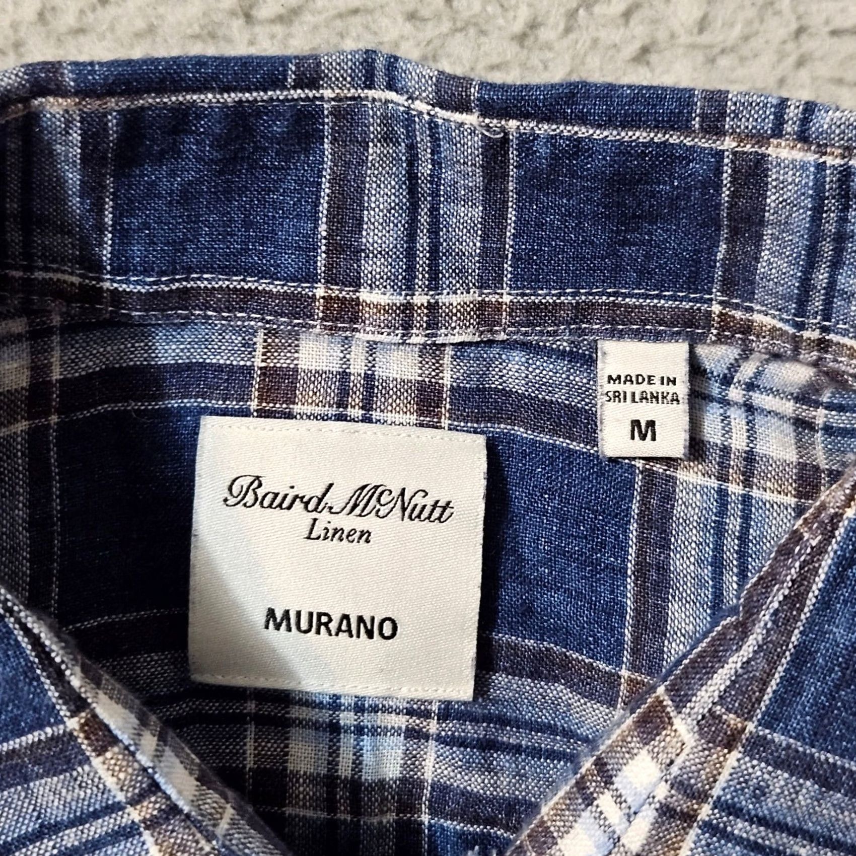 Murano Murano Baird McNutt Linen Shirt Plaid Button Down Checkered Blue Medium Mens Long Sleeve Size US M / EU 48-50 / 2 - 3 Thumbnail