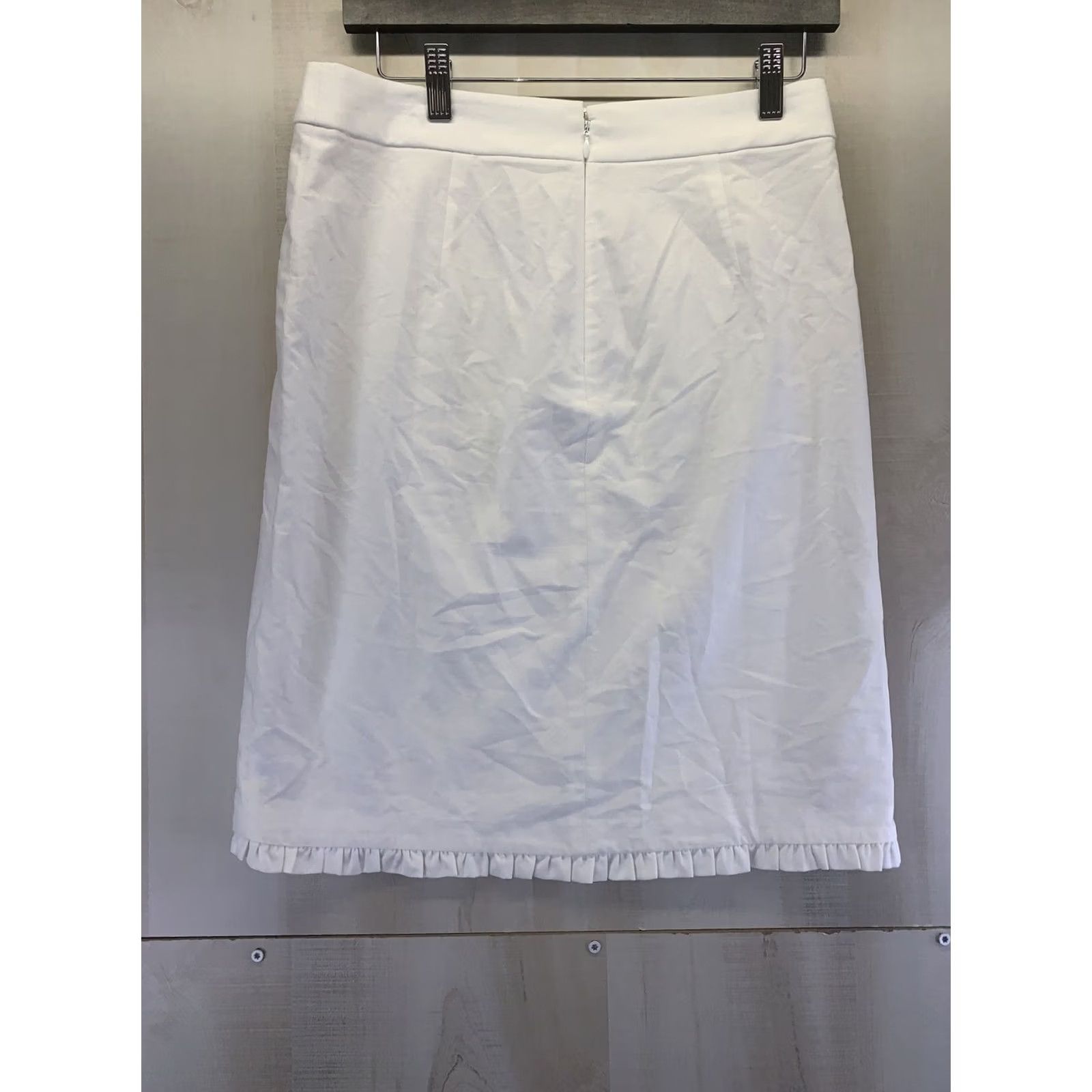 J.Crew J.CREW Womens Skirt Knee Length White Ruffle Slit Front Straight NWT-6316 Size 4 NWT Womens Skirt Size 27" / US 4 / IT 40 - 5 Thumbnail