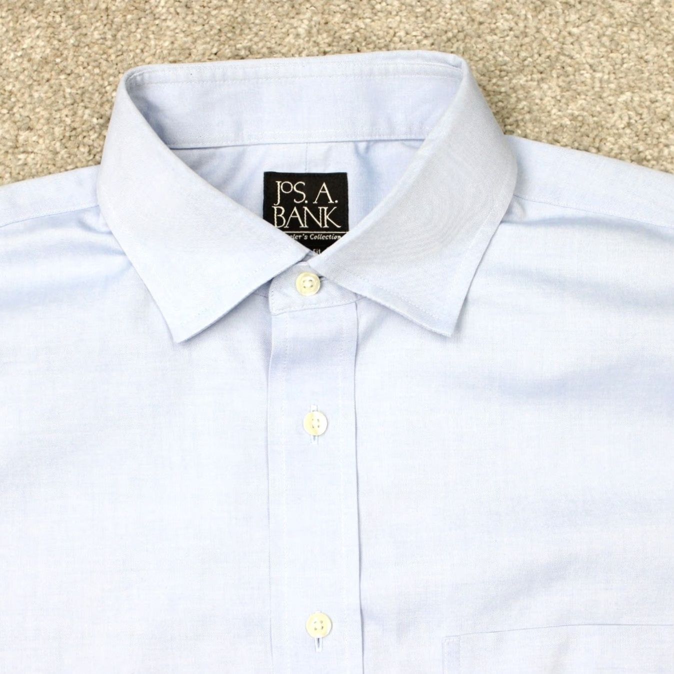 Jos. A. Bank Jos A Bank Shirt Mens 16 1/2, 33 Blue Traveler's Tailored Fit French Cuff L/S Dress Shirt Size US XL / EU 56 / 4 - 4 Thumbnail