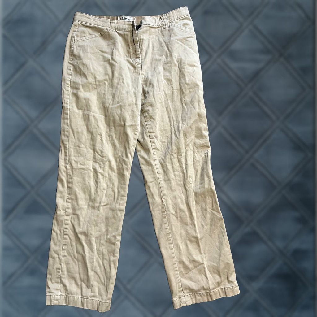 Vintage LL Bean Women Pants 14 Tall Beige Chino Stretch Cotton Spandex Classic Fit 277337 Womens Size 36" / US 14 / IT 50 - 1 Thumbnail