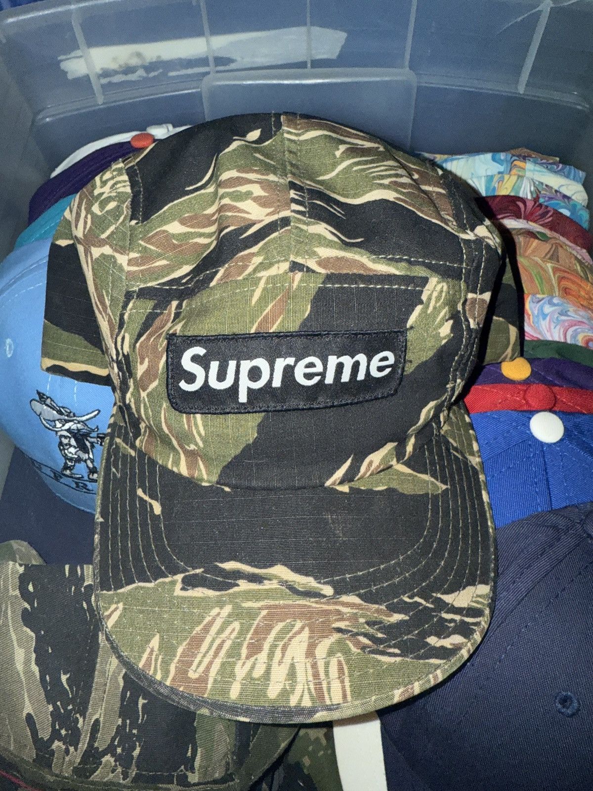 Supreme Vintage supreme camo camp cap leather strap | Grailed
