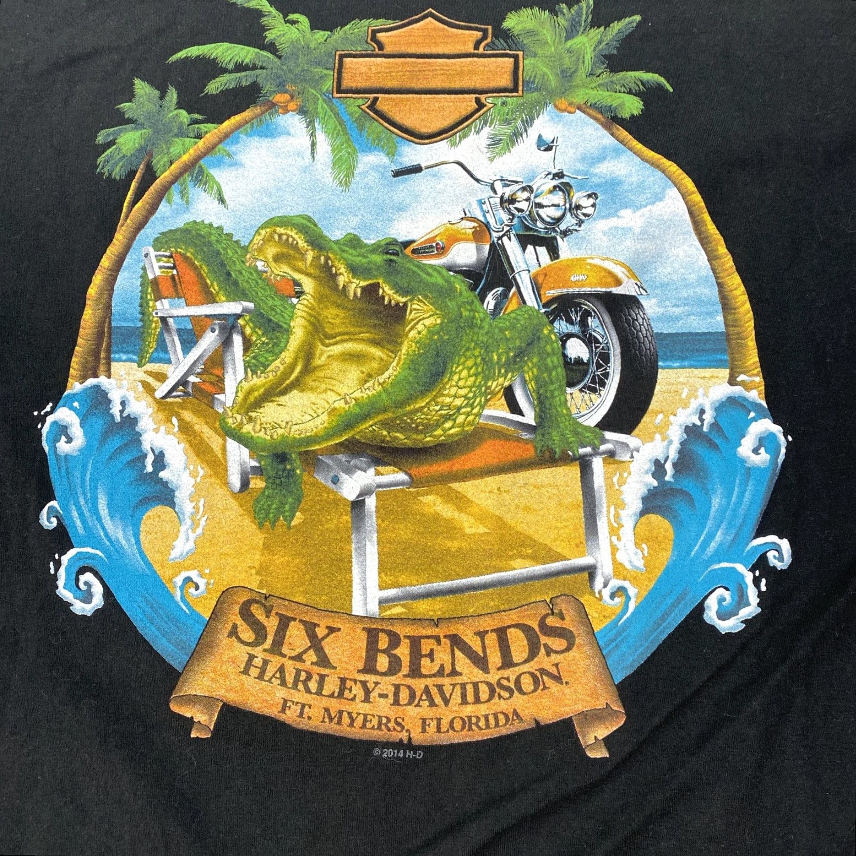 Harley Davidson Harley-Davidson Shirt Adult Large Black Graphic Print T-Shirt Crew Neck Short Sleeve Cotton Jersey Motorcycle Florida Alligator Mens Size US L / EU 52-54 / 3 - 7 Thumbnail
