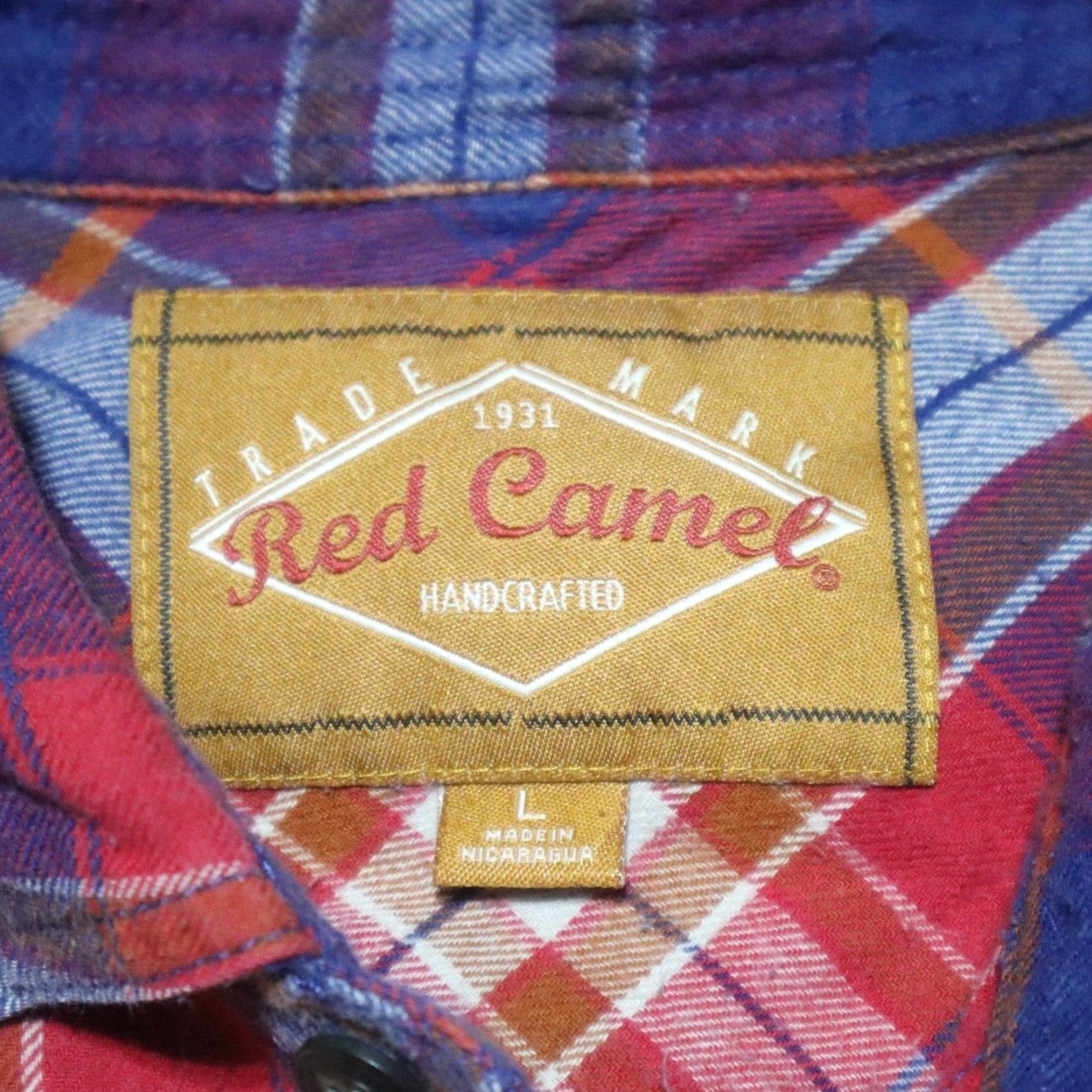 Camel Red Camel Shirt - Western Plaid Long Sleeve Button-Up with Pockets, Multicolor, Size L, Mens Size US L / EU 52-54 / 3 - 3 Thumbnail
