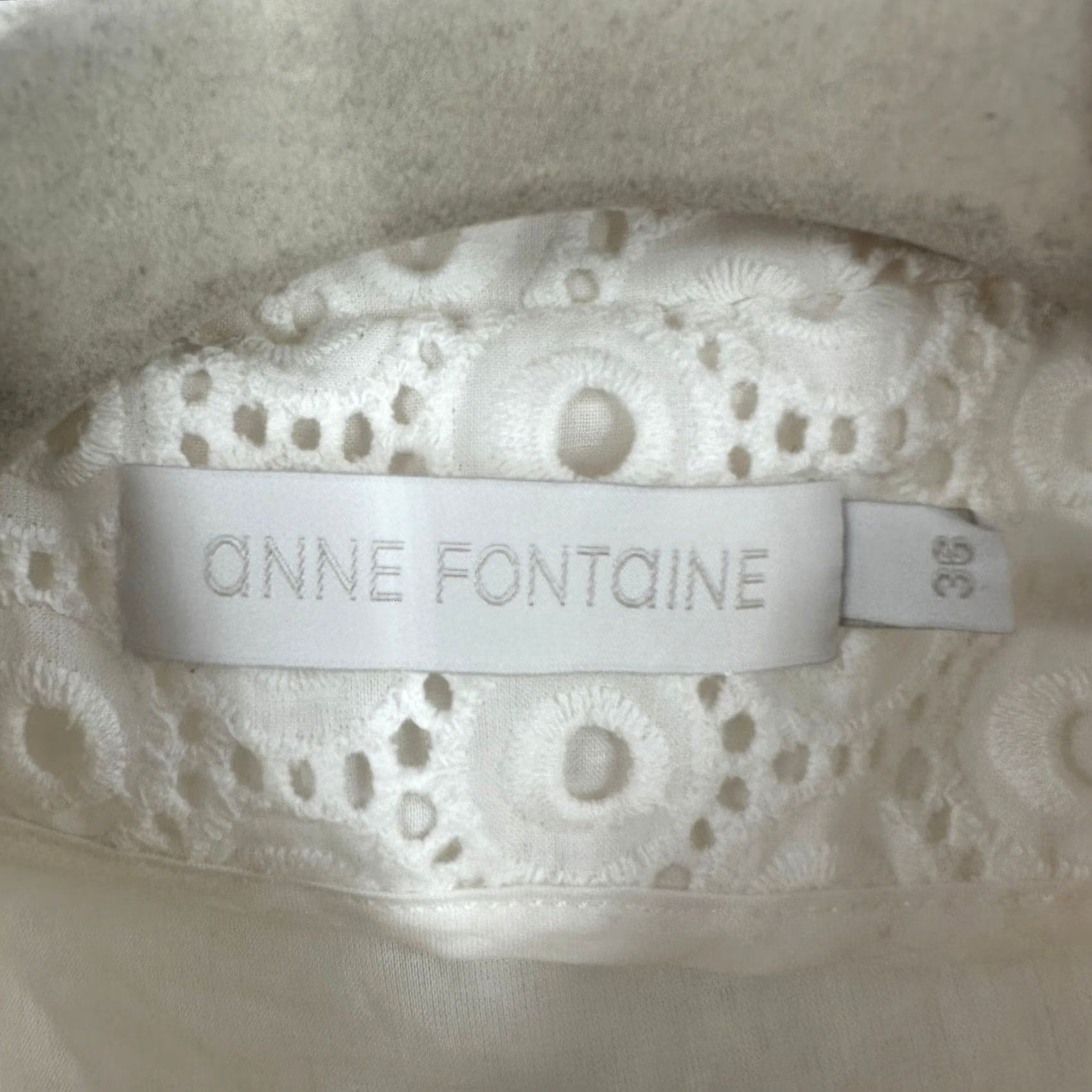 ANNE FONTAINE Anne Fontaine UGOLINE White Eyelet Cotton Button Jacket Women's Size 36 Size XS / US 0-2 / IT 36-38 - 4 Thumbnail