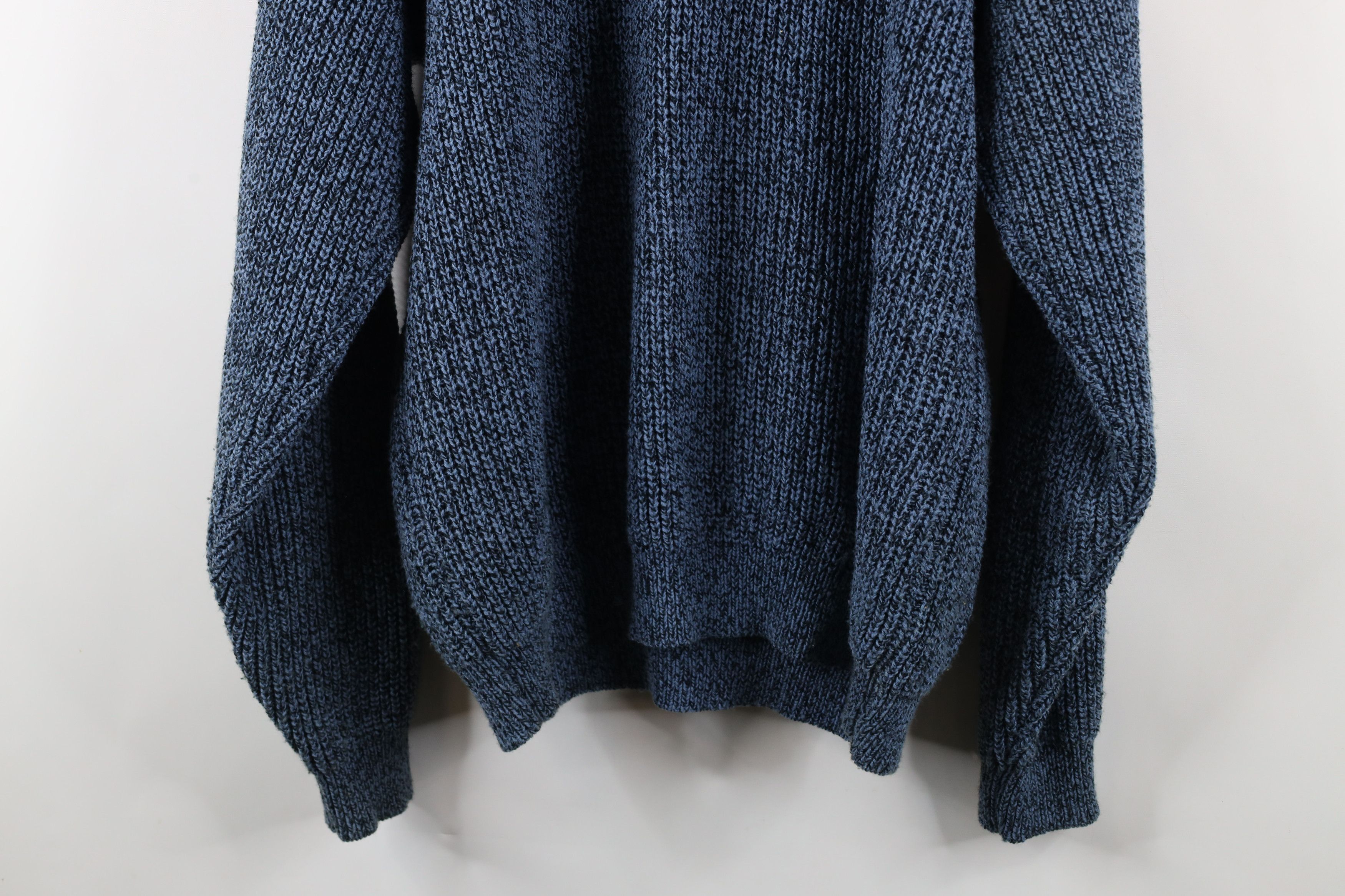 Vintage Vintage 90s Streetwear Blank Chunky Ribbed Knit Sweater Blue Size US XL / EU 56 / 4 - 13 Thumbnail