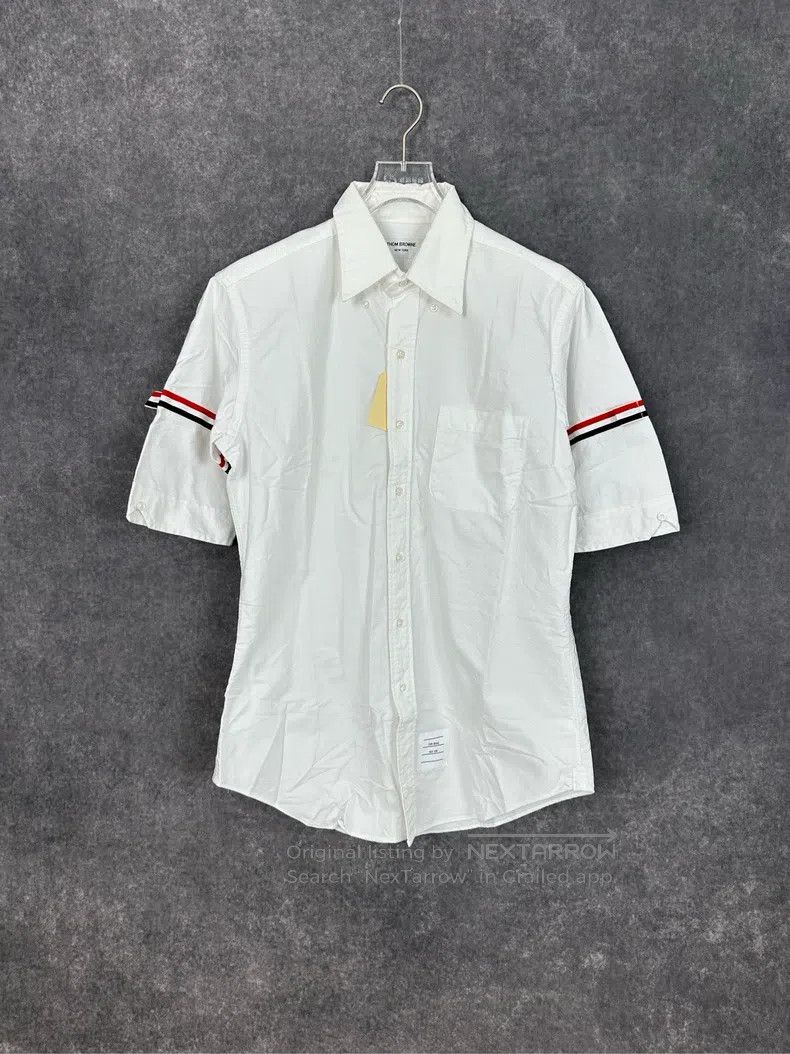 Thom Browne Thom Browne Label patch short-sleeved striped shirt Size US XL / EU 56 / 4 - 1 Thumbnail