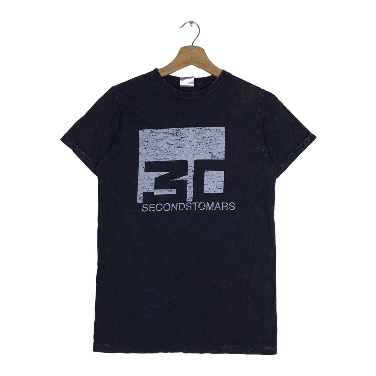 Vintage Thirty Seconds To Mars Skull Acid Wash Band TeeShirt
