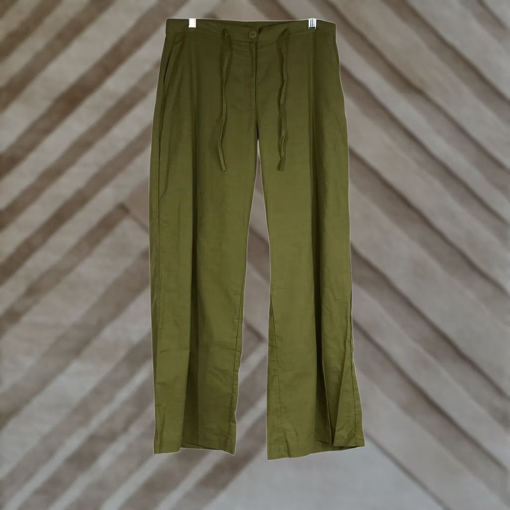 Vintage COCO WOMEN'S GREEN WIDE LEG BELTED PANTS 6 Size 28" / US 6 / IT 42 - 1 Thumbnail